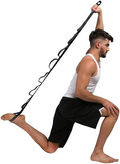 Stretching Strap Yoga Strap for Home Workout, Exercise, Pilates and Gymnastics, Non-Elastic Stretch Bands for Women & Men,Improve Flexibility-Black