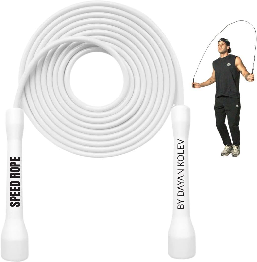 Swissskip Speed Jump Rope by Dayan Kolev, 5mm PVC Skipping Rope, Great for Beginners and Advanced Athlets, Designed for Fitness, Cardio, Boxing & CrossFit, Adjustable length with Unbreakable Handles