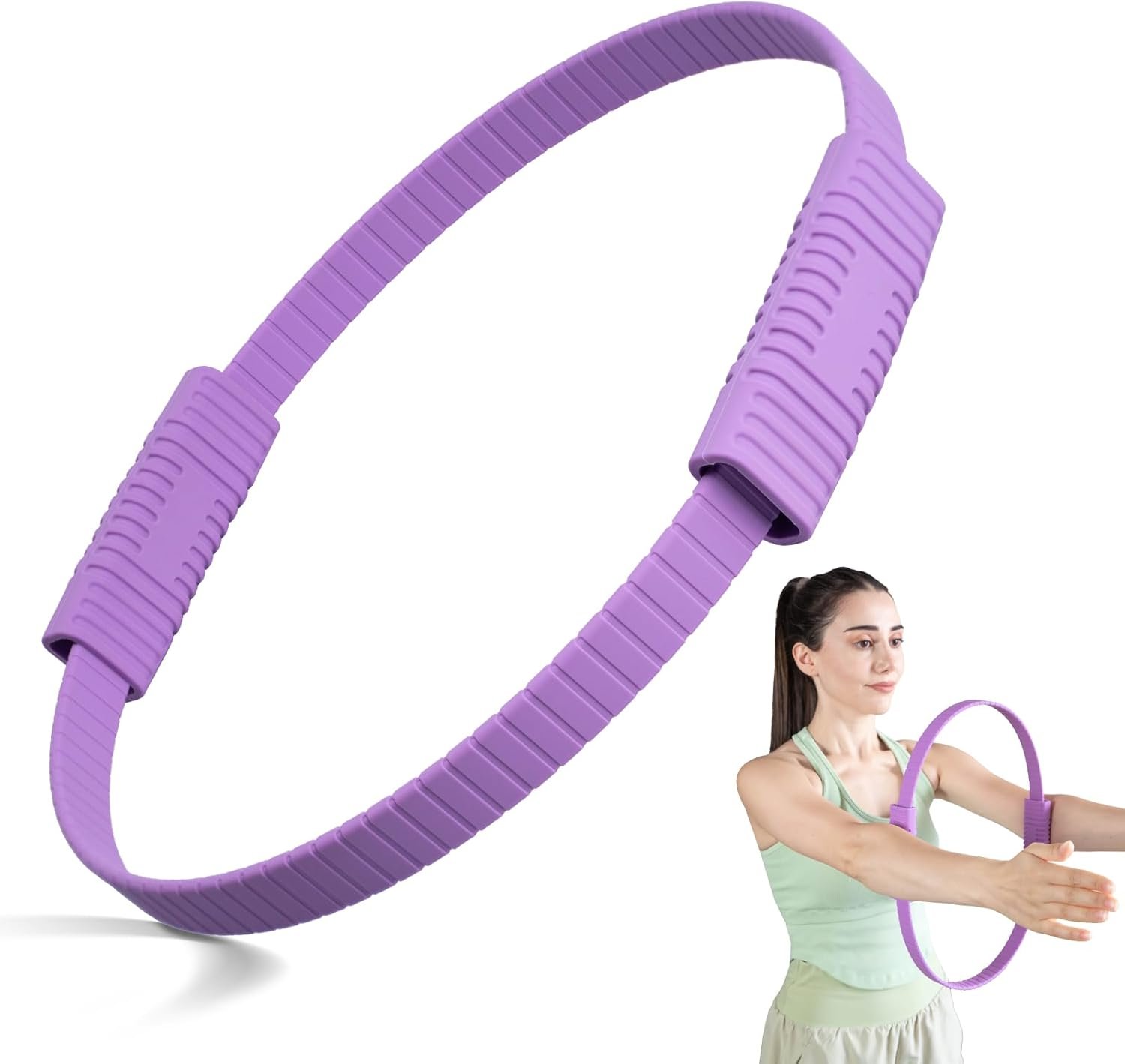 Pilates Kit, 13.5 Inch Magic Circle Ring with Core Ball and 5-Level Resistance Bands for Stretching, Toning & Full Body, Home Workout Pilates Equipment