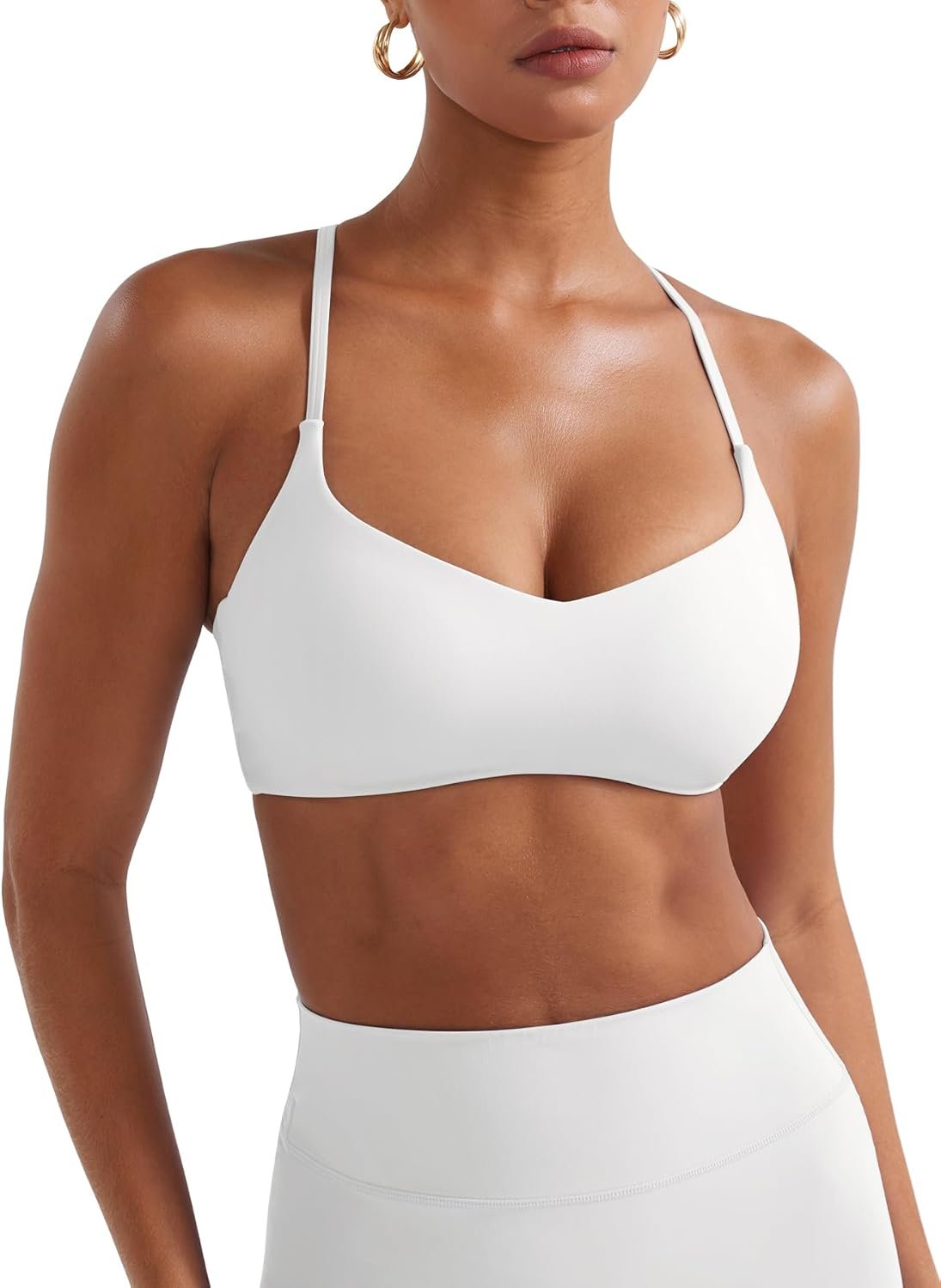 YEOREO CoreFlex Y Back Sports Bras for Women Padded Racerback Bra Paisely Light Impact Adjustable Straps Gym Workout Tops