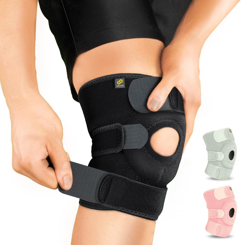 Bracoo Knee Support Brace for Men Women, Adjustable Compression Sleeve Wrap Patellar Pad Tendon – Arthritis Pain, meniscus tear, Injury Recovery, Running, Workout, KS10