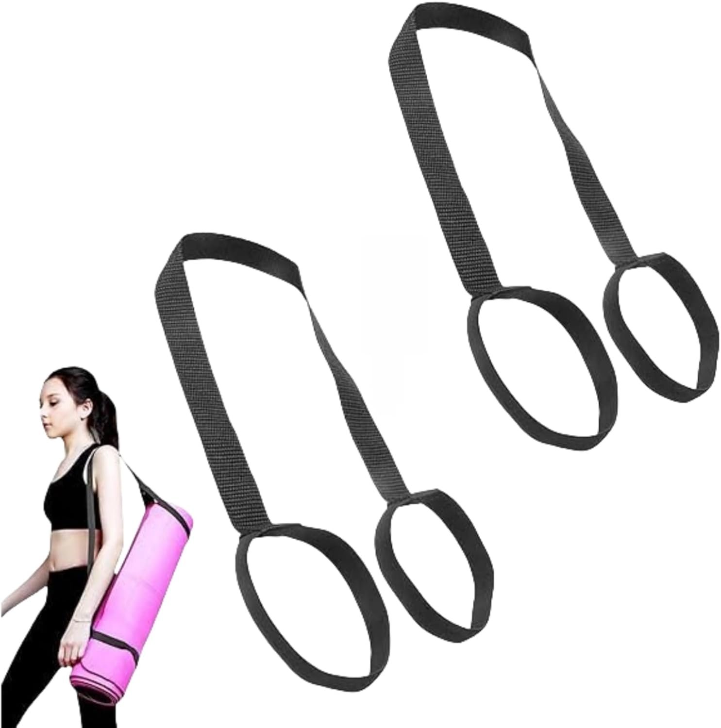 2Pcs Yoga Mat Straps For Carrying – Yoga Mat Elastic Straps, Adjustable Yoga Carrying Strap Holder Straps, Exercise Mat Carrier Strap, Weight Loss Fitness Binding Rope, Fitness Accessories