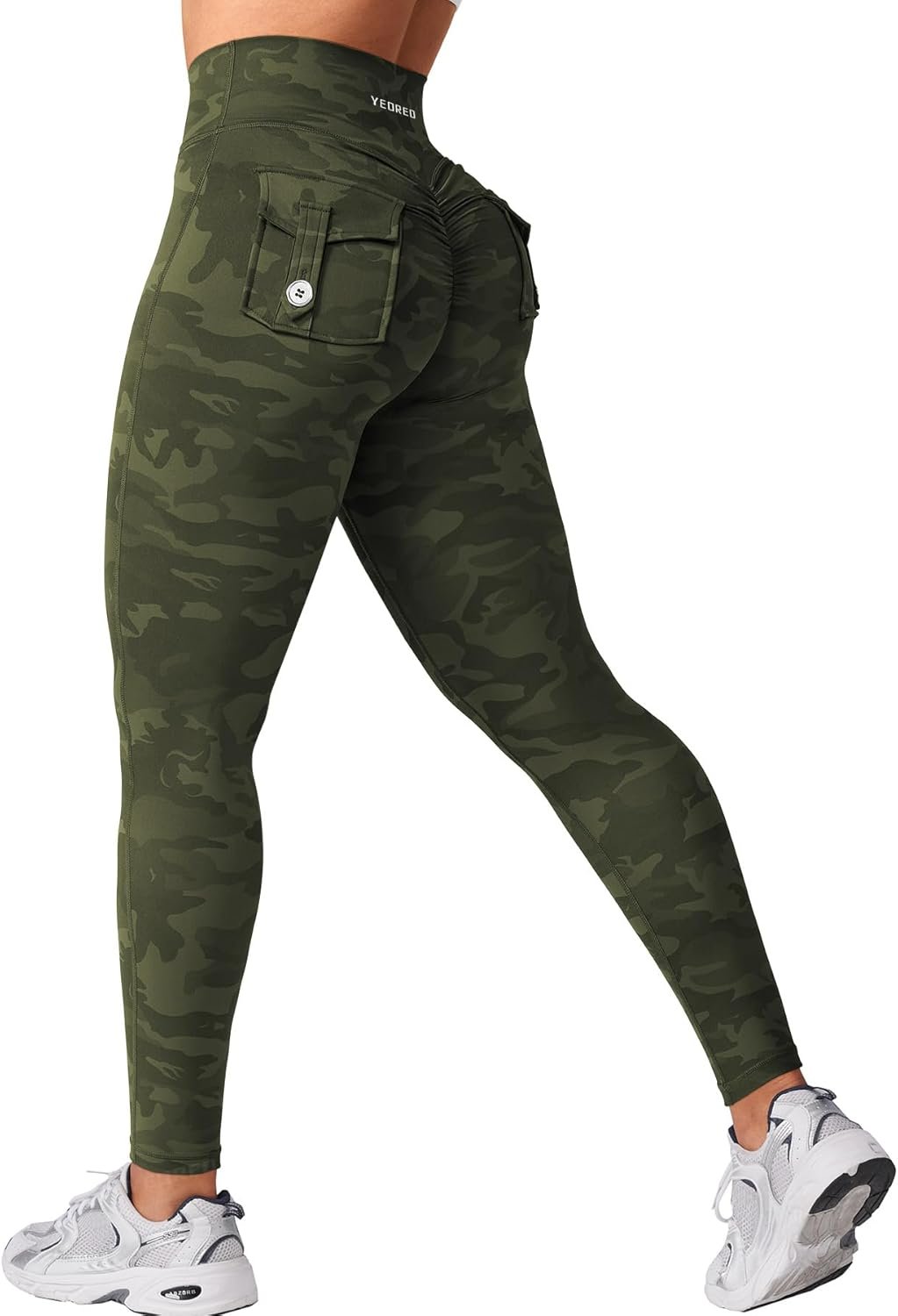YEOREO CoreFlex Leggings with Pockets for Women Charm Scrunch Workout Leggings V Cross Waist Butt Lifting Gym Yoga Pants