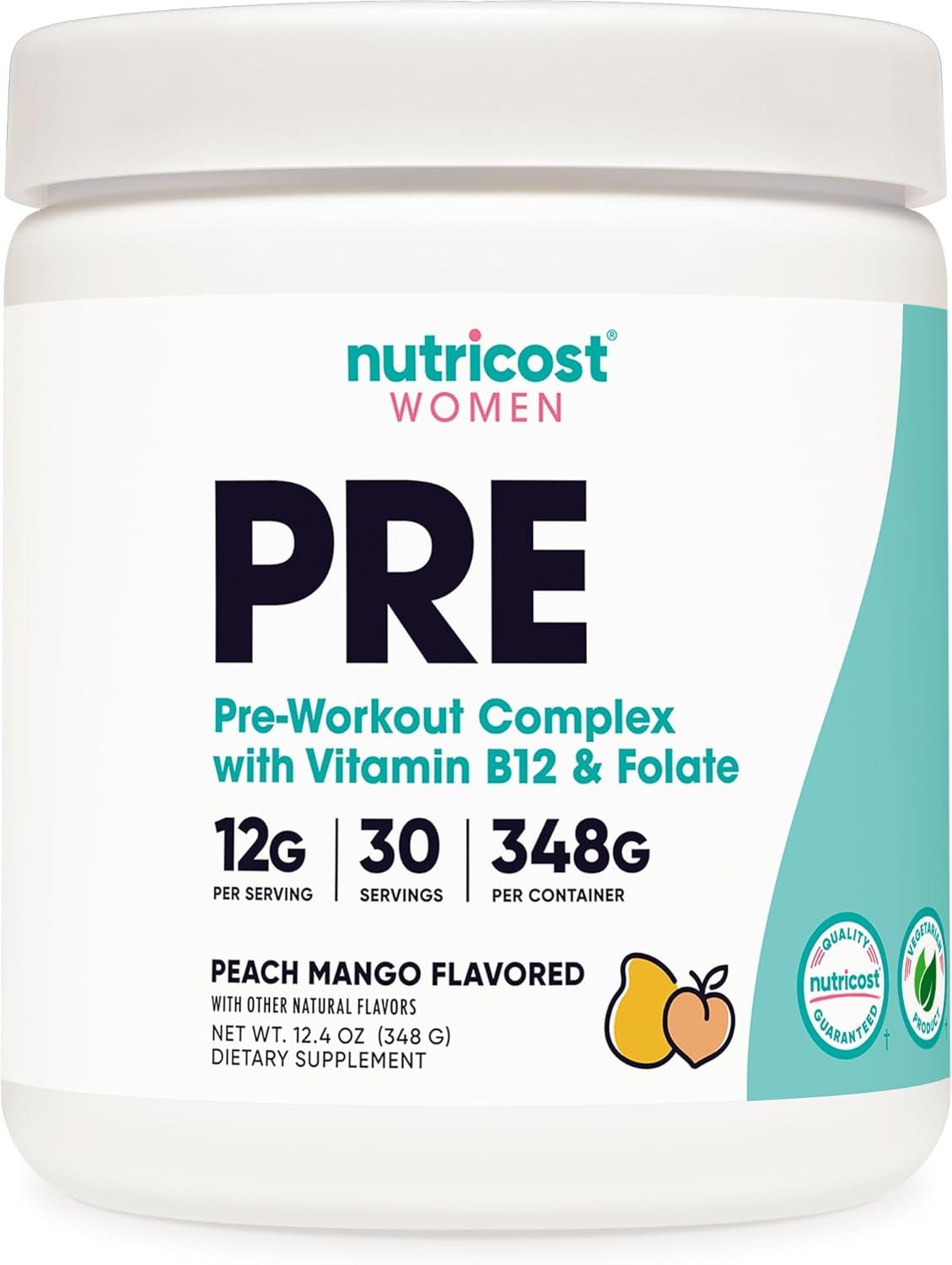 Nutricost Pre-Workout Powder for Women, Peach Mango, 30 Servings