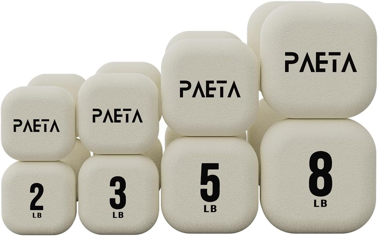 PAETA Neoprene Dumbbell, Hand Weights with Curved Grip for Women, Anti-Slip, Anti-Roll, Square Dumbbells for Full-Body Workout, Strength Training