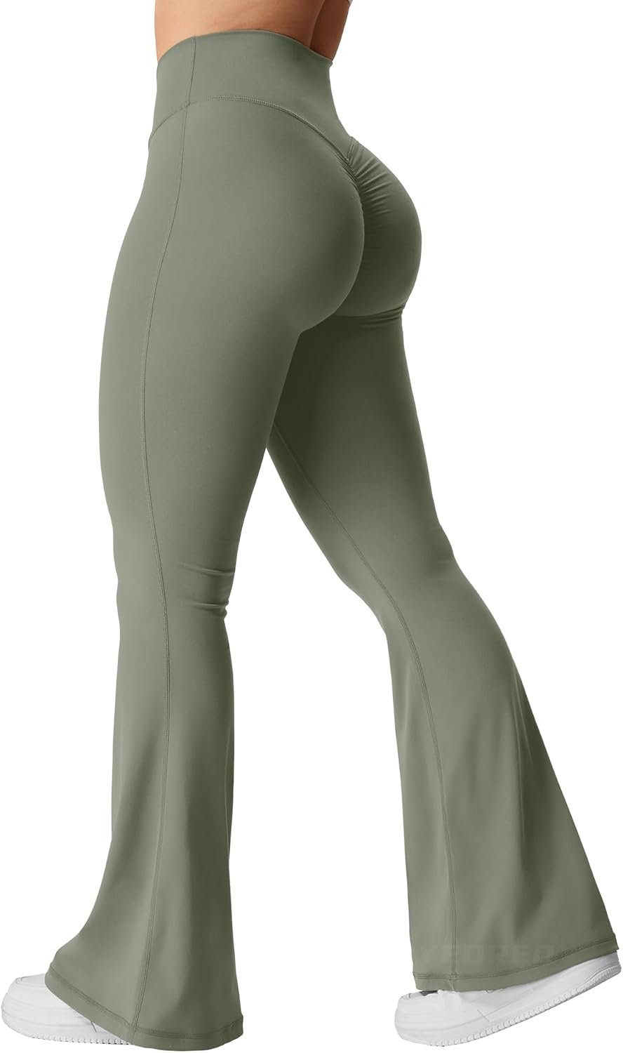 YEOREO CoreFlex Flare Scrunch Leggings for Women V Cross Waist Bell Bottom Yoga Pants Tummy Control Workout Leggings
