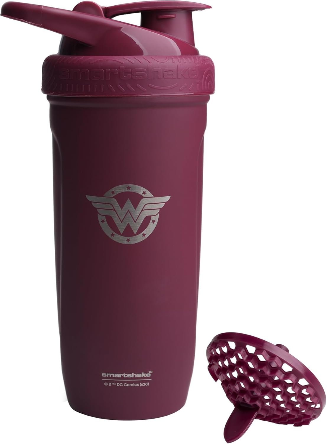 Smartshake DC COMICS Reforce Stainless Steel Protein Shaker Bottle 900 ml | 30 oz – Leakproof Screw-on Lid – BPA Free – Unisex – Non Insulated – Wonder Women Logo