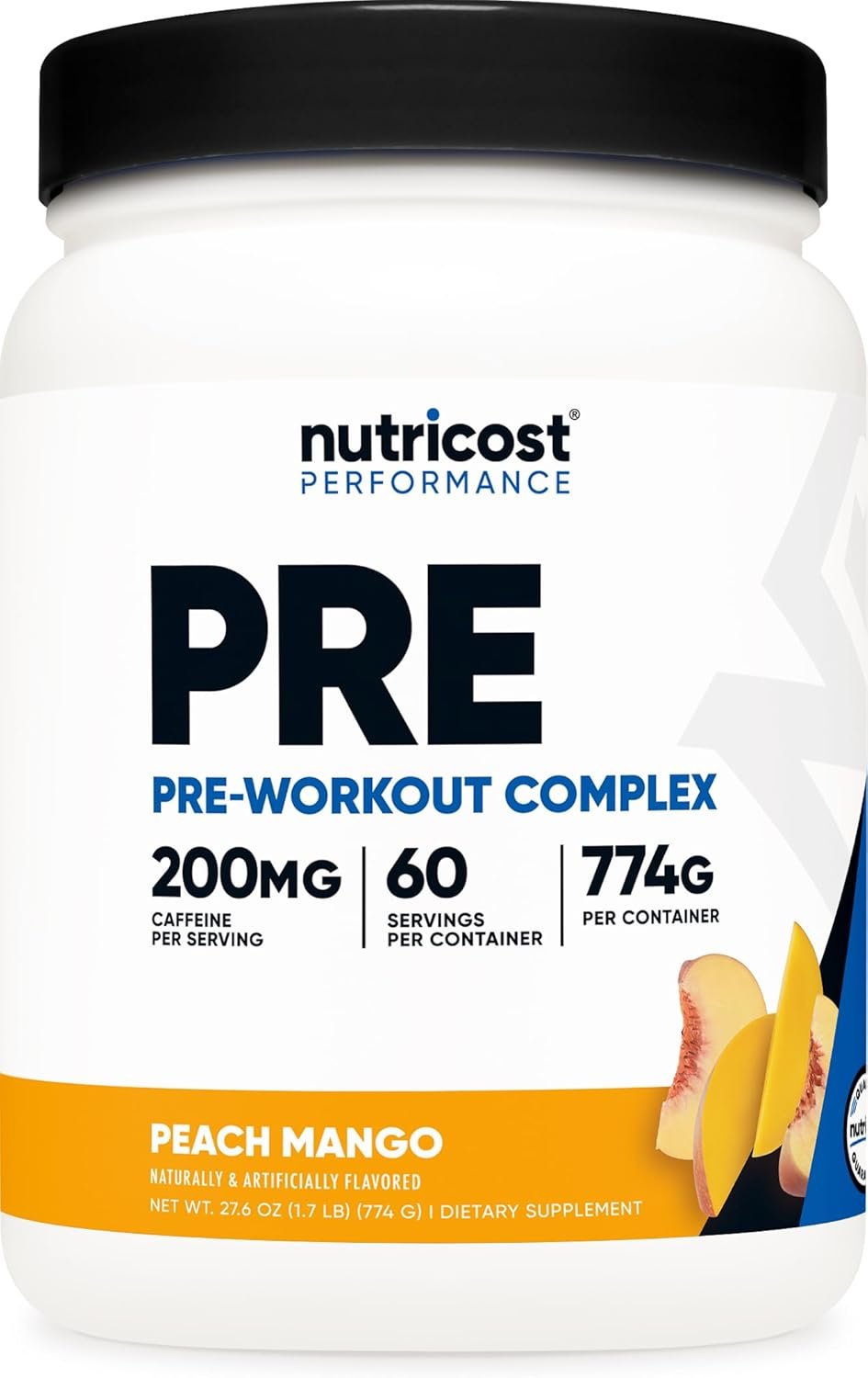Nutricost Pre-Workout Complex Powder (60 Servings, Peach Mango) – Pre-Workout Supplement with Beta-Alanine, Taurine & Amino Acids