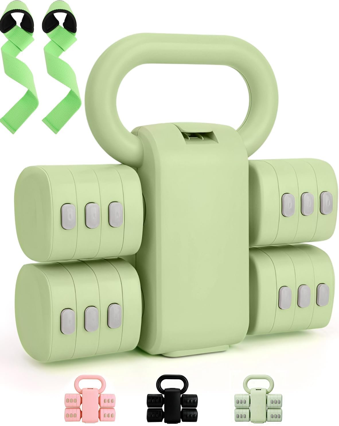 Adjustable 2-in-1 Dumbbell & Kettlebell Set, Free Hand Weight 4.4lb~11lb for Home Gym Training