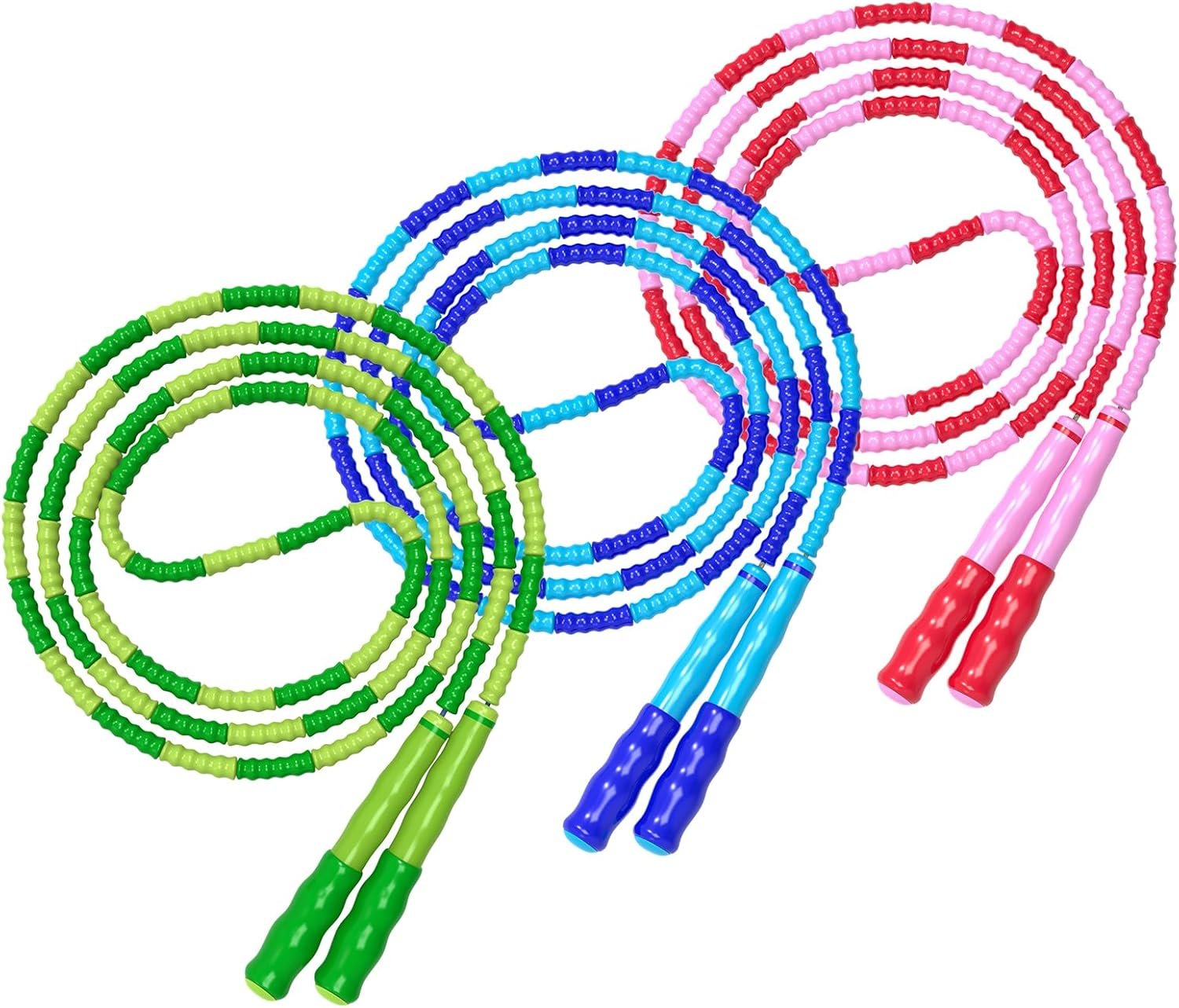 Leeboom Jump Rope, Adjustable Length Electronic cigarettes Tangle-Free Segmented Soft Beaded Skipping Rope, Fitness Jump Rope for Kids, Man, and Women Weight Loss 9.2 Feet
