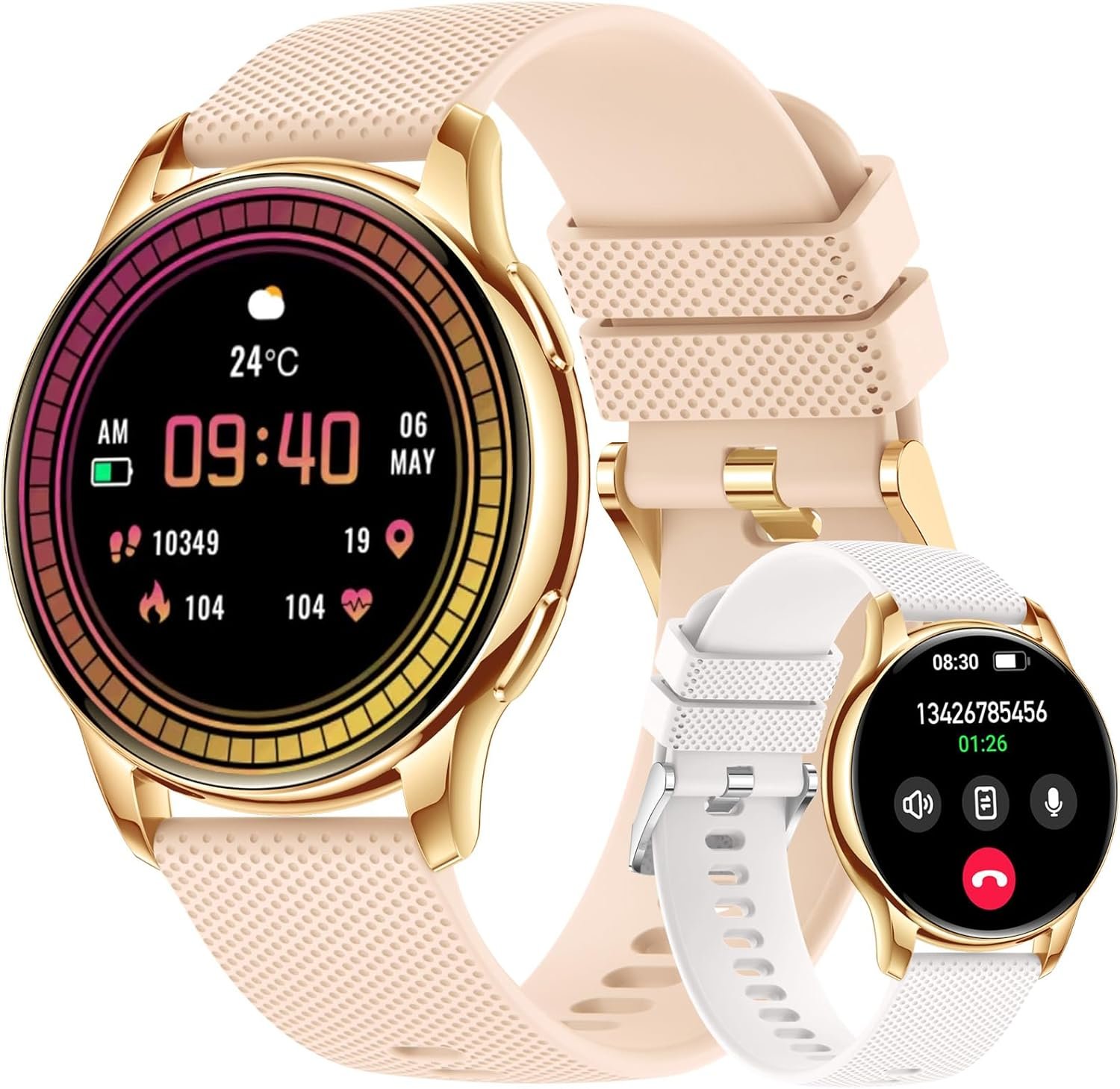 Smart Watches for Women, Smart Watch with Blood Pressure/Heart Rate/Sleep Monitor/Spo2/100+ Sports/Bluetooth Call/DIY Watch Face, IP68 Waterproof Fitness Tracker Smartwatch for Android Phones/iPhone