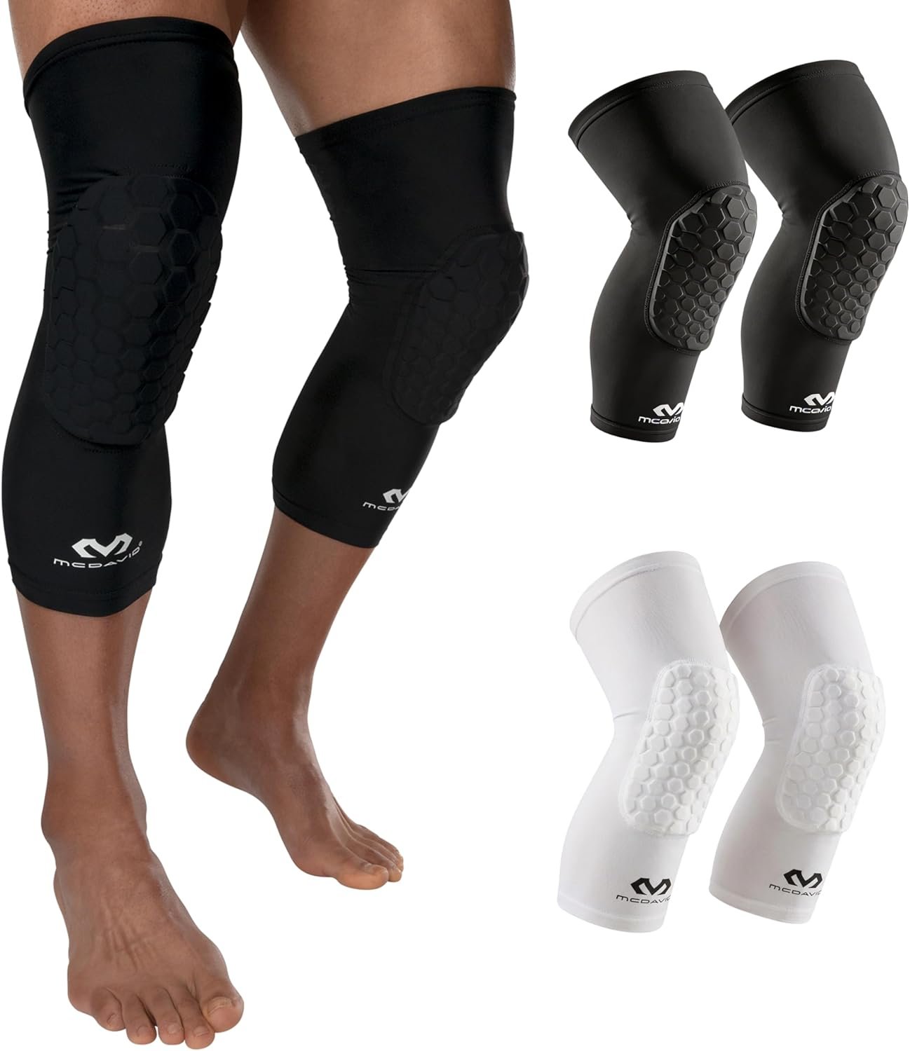 Knee Compression Sleeves: McDavid Hex Knee Pads Compression Leg Sleeve for Basketball, Volleyball, Weightlifting, and More – Pair of Sleeves