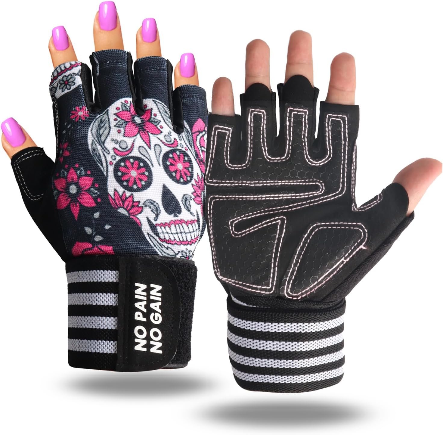 Weight Lifting Gloves for Women Gym Workout with Wrist Support,Padded Half Finger Gloves for Fitness Exercise