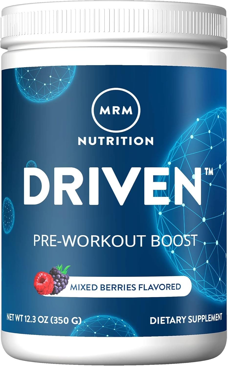 MRM Nutrition Driven Pre Workout Powder – Clean Preworkout for Women & Men, Supports Energy, Focus & Strength with Beta-Alanine & Caffeine, Vegan, Gluten-Free – 29 Servings, Mixed Berry Flavor