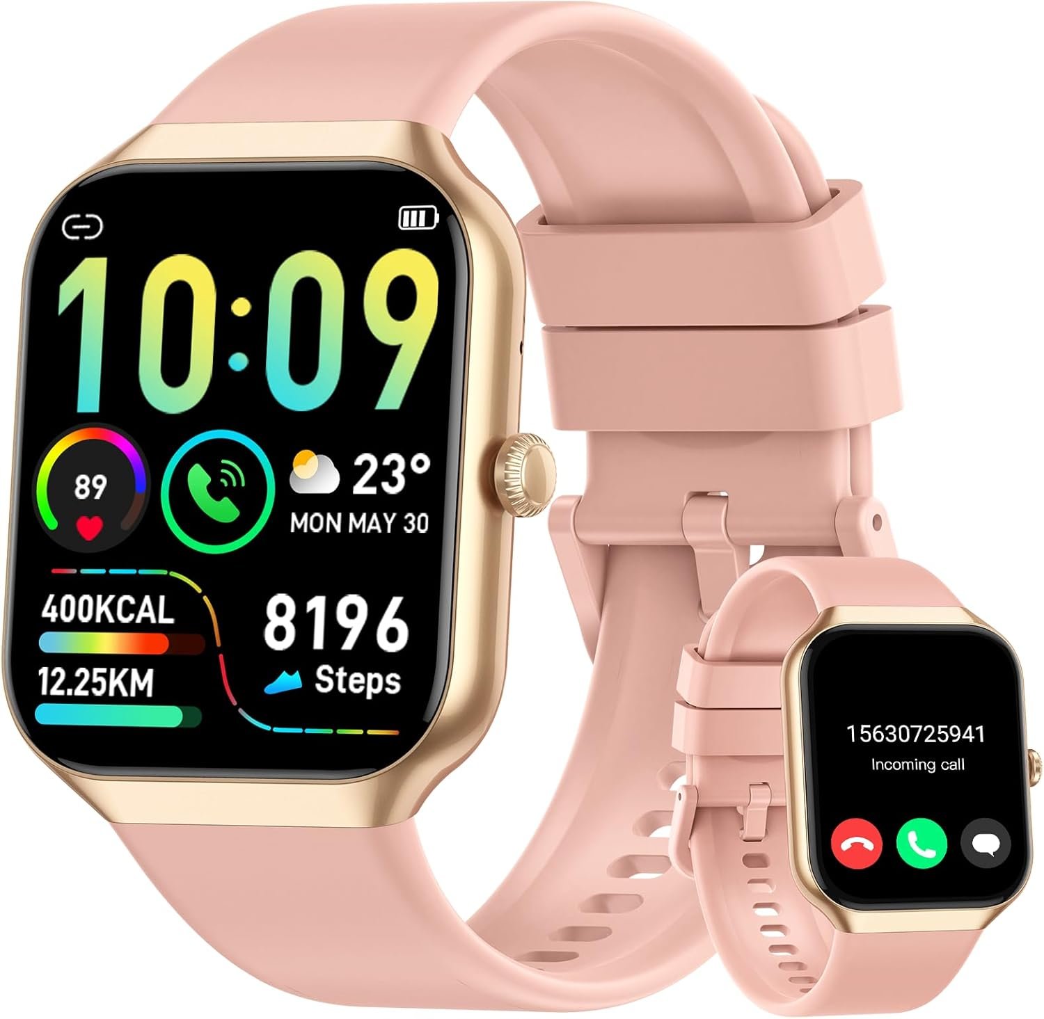 Smart Watch for Men Women Answer/Make Calls, 1.96″ HD Fitness Watch with Heart Rate Monitor Sleep Monitor, 113+ Sports Activity Trackers with Step Counter, IP68 Waterproof, Smartwatch for Android/iOS