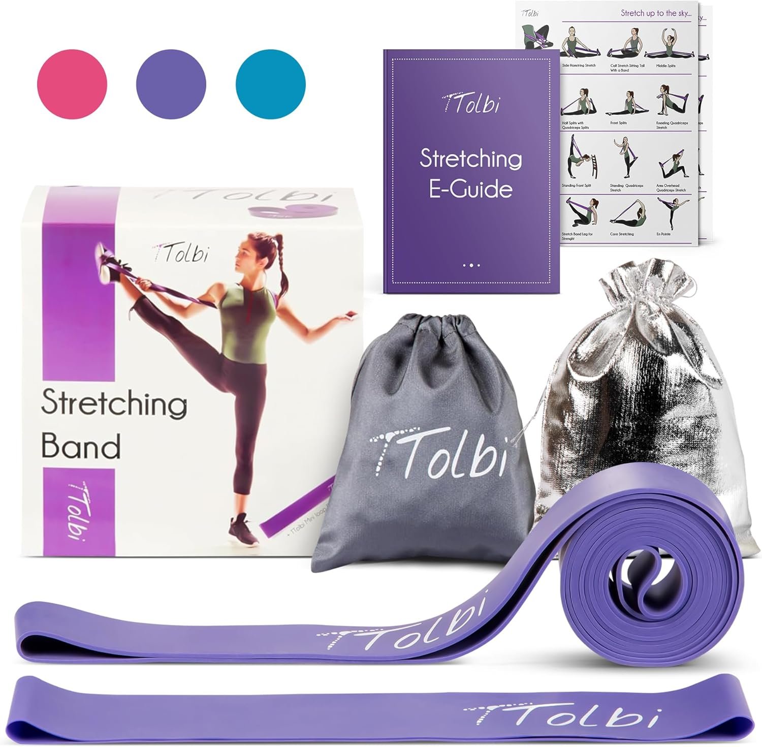 TTolbi 2-Pack Ballet Stretch Bands for Dancers & Foot Mini Loop | Natural Rubber Flexibility Band for Splits Training | Kids, Teens & Adult Dancers, Gymnasts, Cheerleaders | Printed Guide & Travel Bag