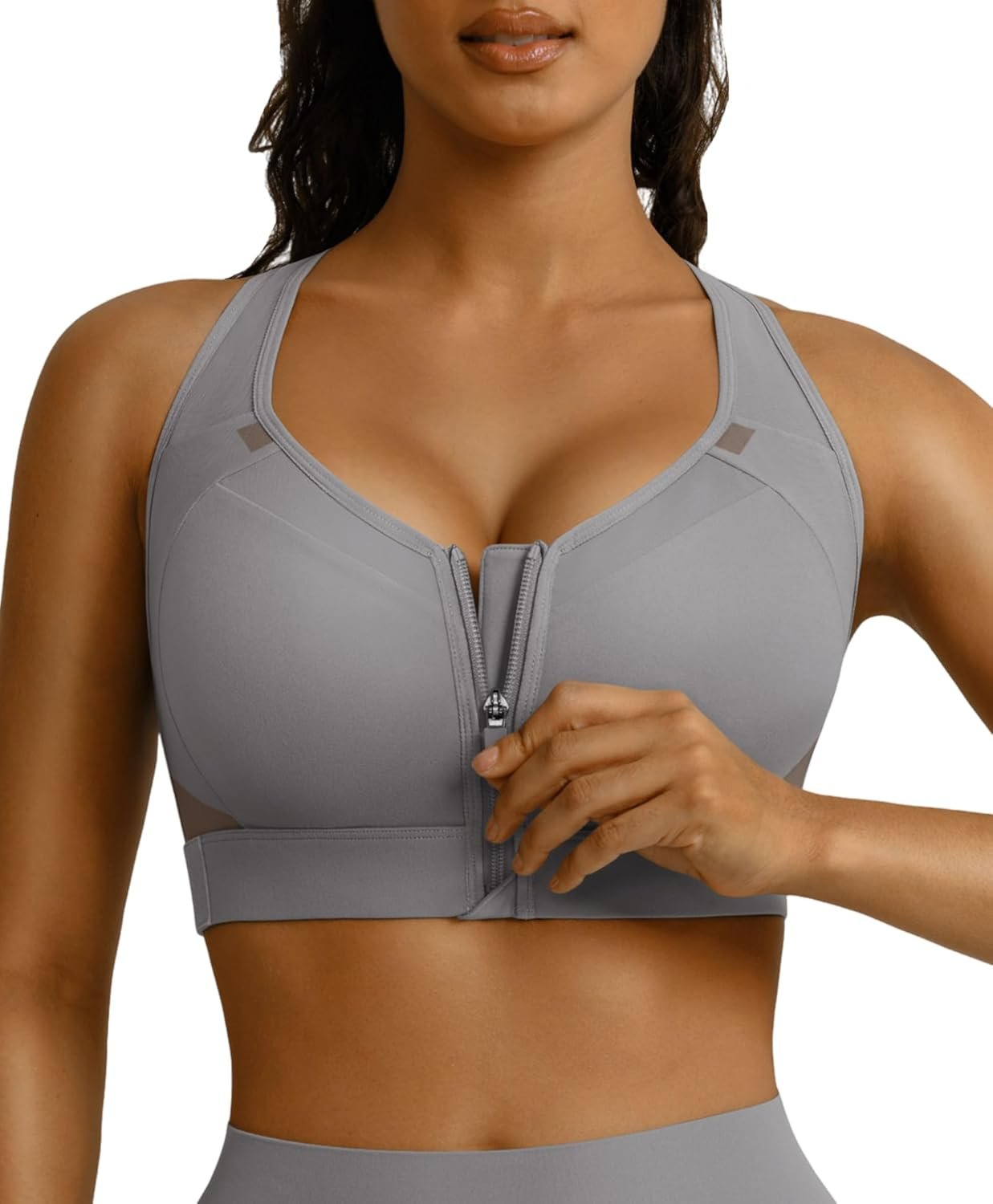 BRXL Sports Bras for Women Front Zip High Impact Adjustable Straps Sports Bra Workout Sports Bras with Sewn in Pads