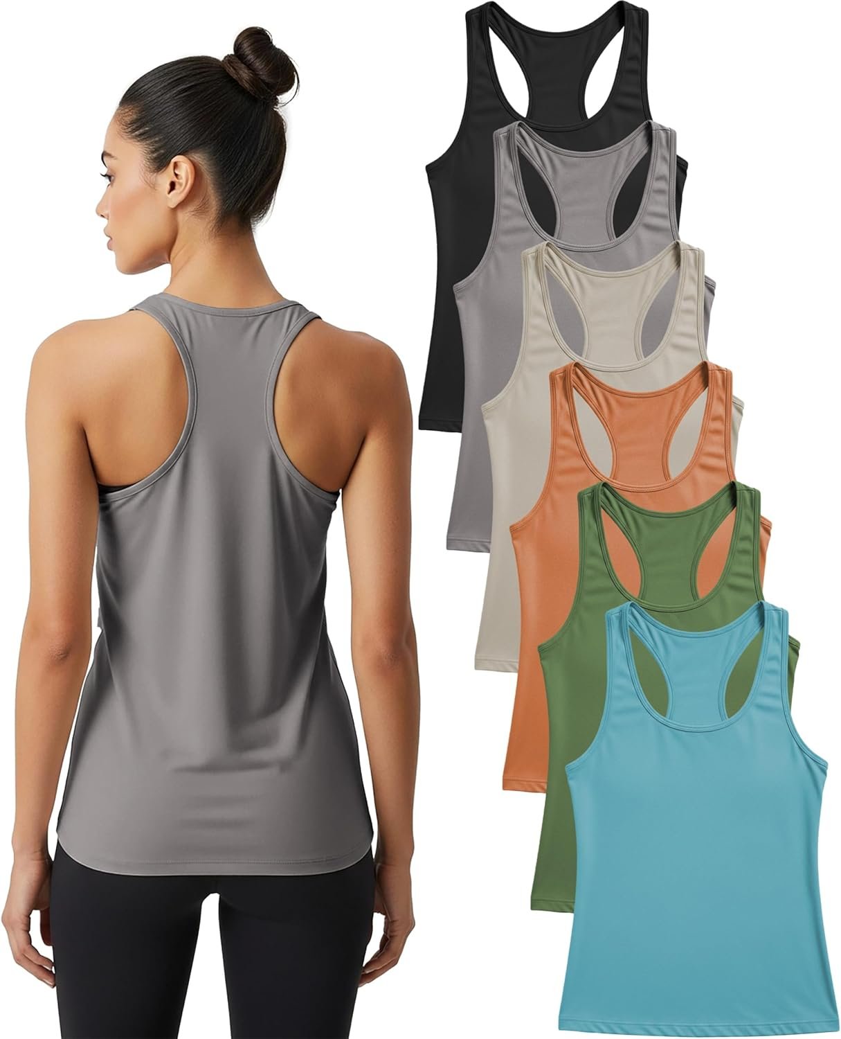 Sexy Basics Womens Racer Back Tanks | Ultra Soft Stretch | Dry – Fit Athletic Tops | Multi Packs