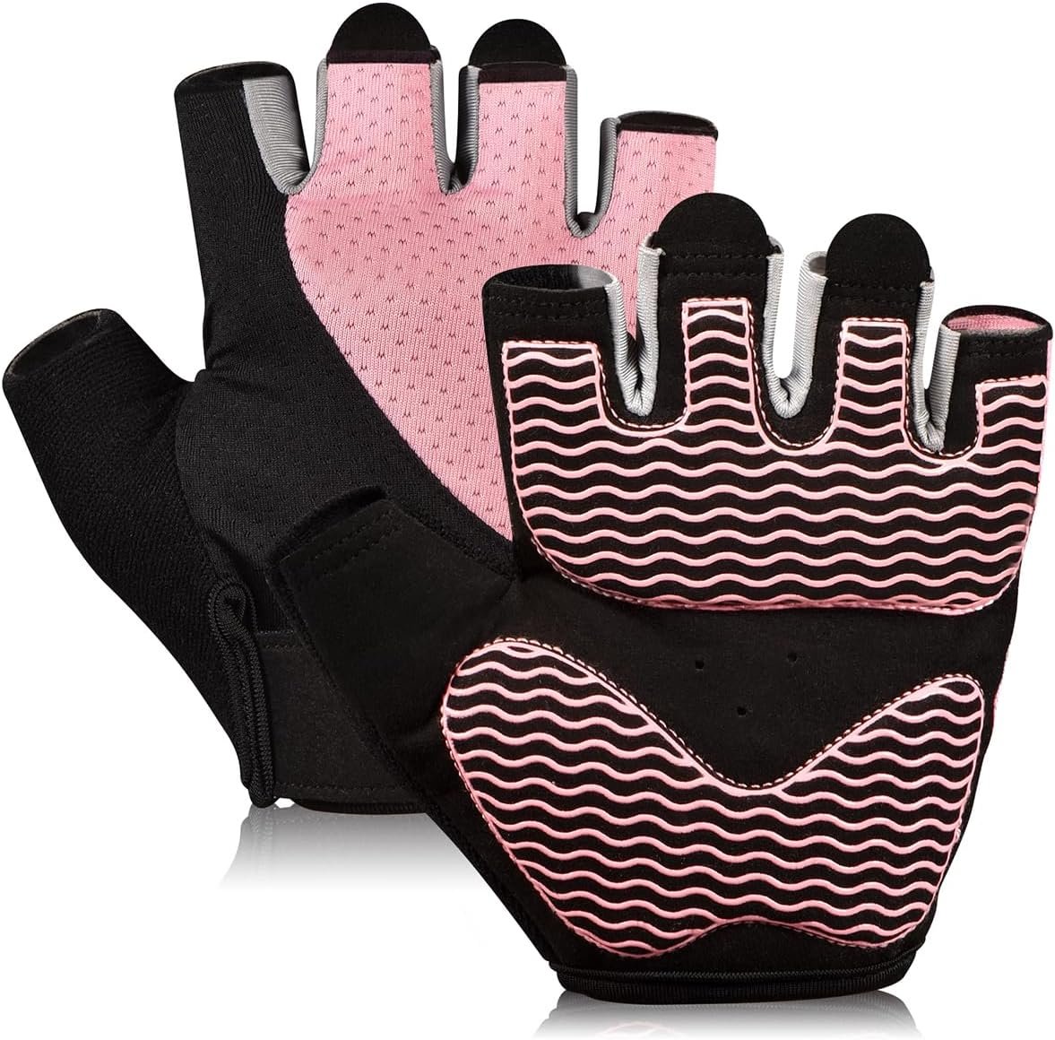 sunnex Workout Gloves for Women – Breathable Weight Lifting Gloves with Non-Slip Silicone Padding, Fingerless Gym Gloves for Cycling, Rowing, Pull Ups & Training (4 Sizes)