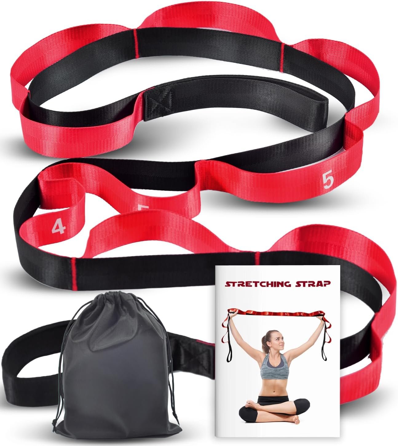 Acozycoo Stretching Strap with Loops for Physical Therapy,Yoga Strap for Stretching,Home Workout,Pilate & Flexibility Training,Non-Elastic Exercise Stretch Band for Hamstring,Leg Stretcher Belt,Flexibility Fascia