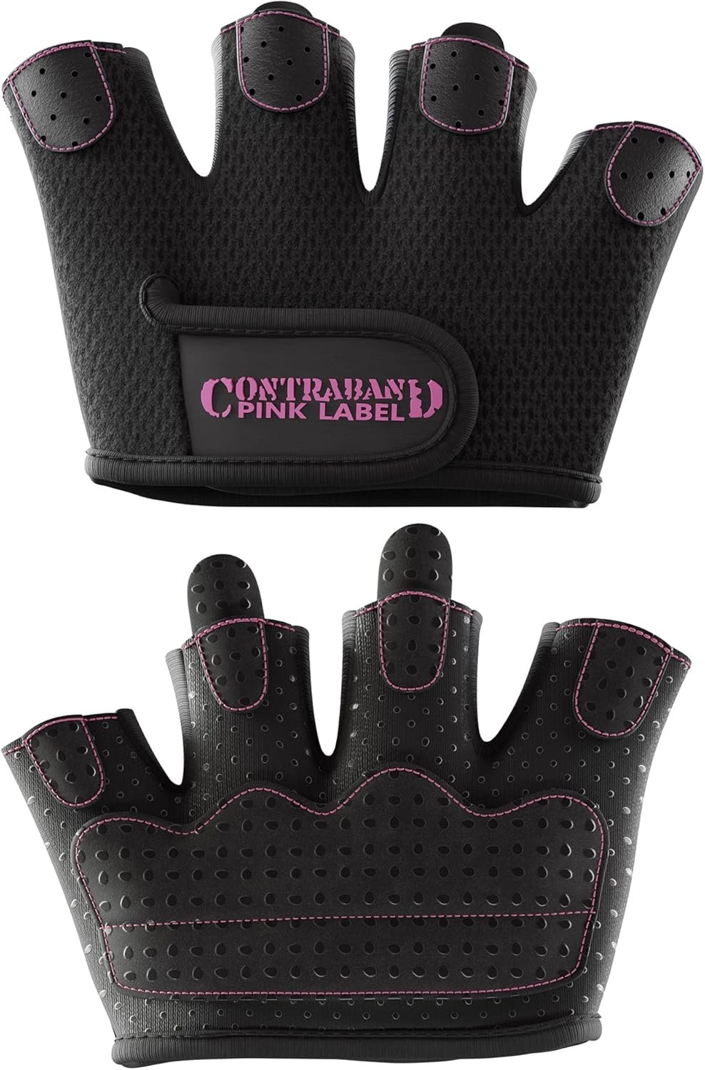Contraband Pink Label 5537 Womens Micro Weight Lifting Gloves w/Grip-Lock Silicone Padding (Pair) – Minimalist Half Gloves – Apple Watch Friendly