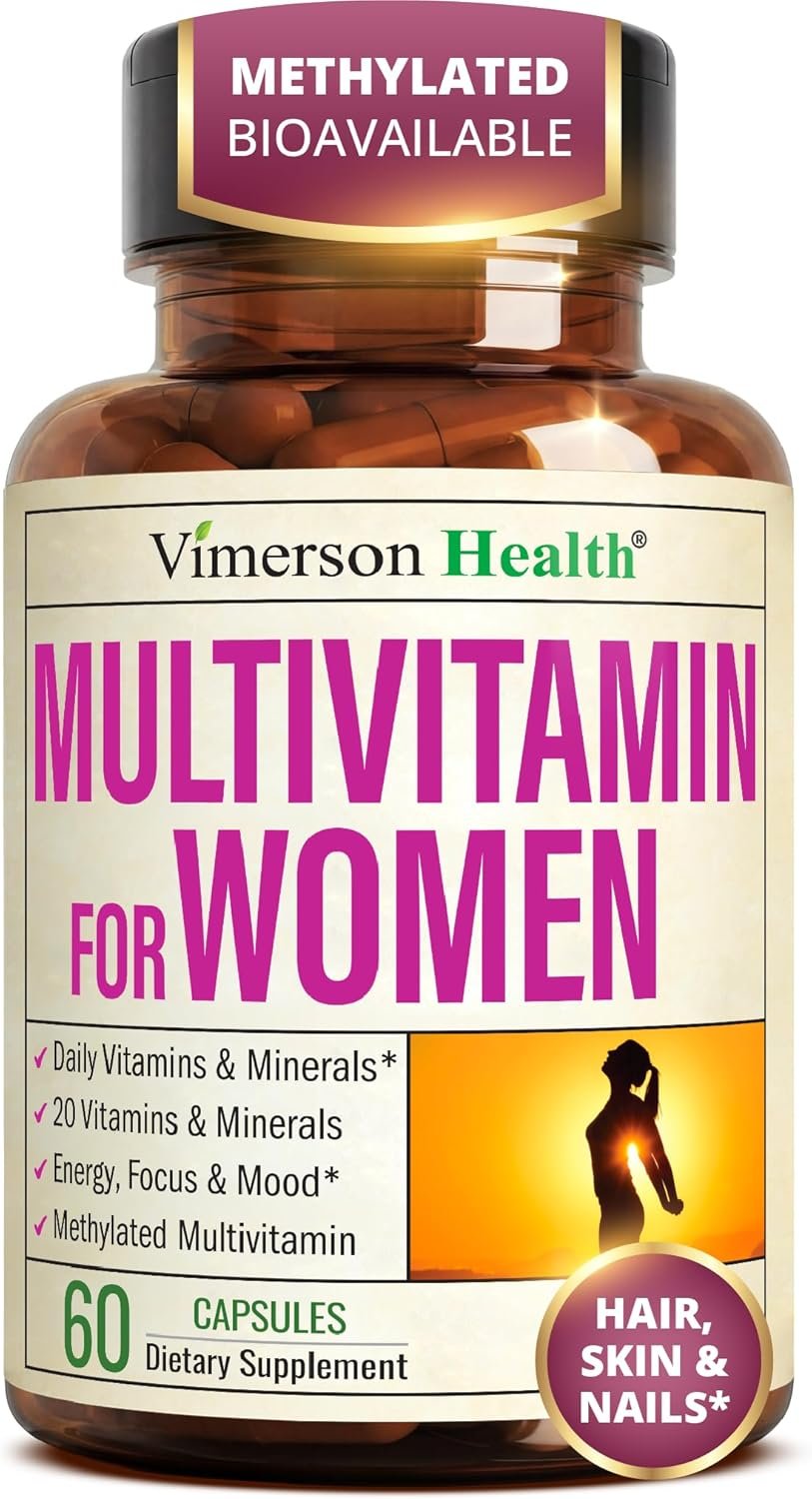 Multivitamin for Women with Methylated Vitamins and Chelated Minerals for Energy, Focus and Immune Health – Premium Daily Womens Multivitamins & Multiminerals – 60 Capsules