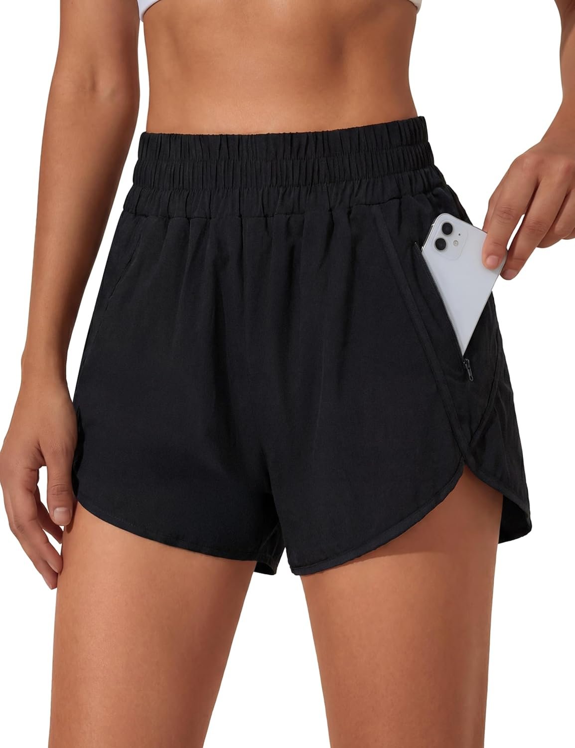 BMJL Women’s Running Shorts Elastic High Waisted with Pockets, 2.5″ Sporty Workout Quick Dry Athletic Shorts