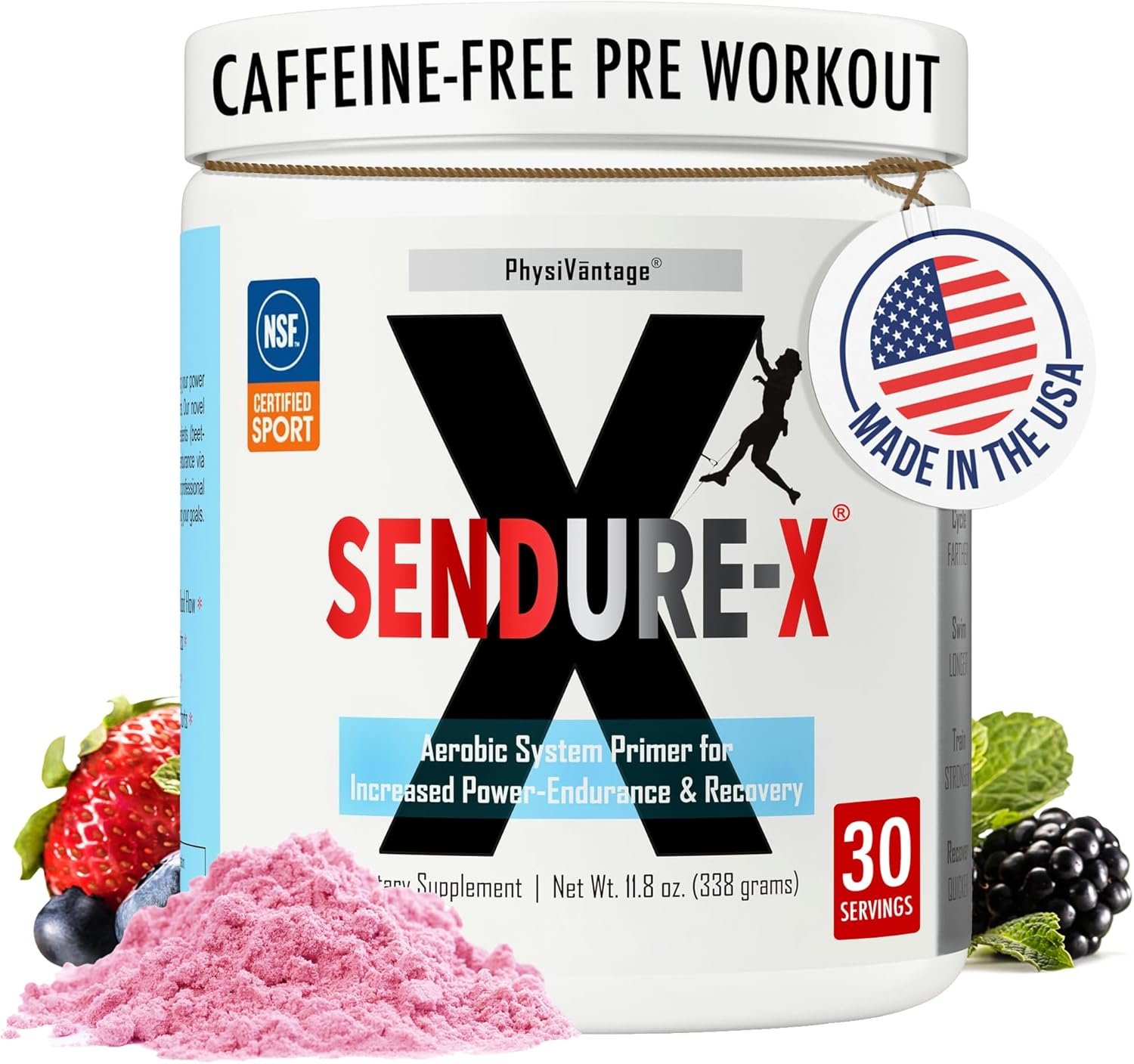 Sendure-X Beetroot + Citrulline Powder – Caffeine-Free Pre-Workout – Boosts Blood Flow, Energy, VO2 Max, Endurance, Recovery – NSF Sport Certified, Peak Performance, Natural – 30 Servings Wild Berry