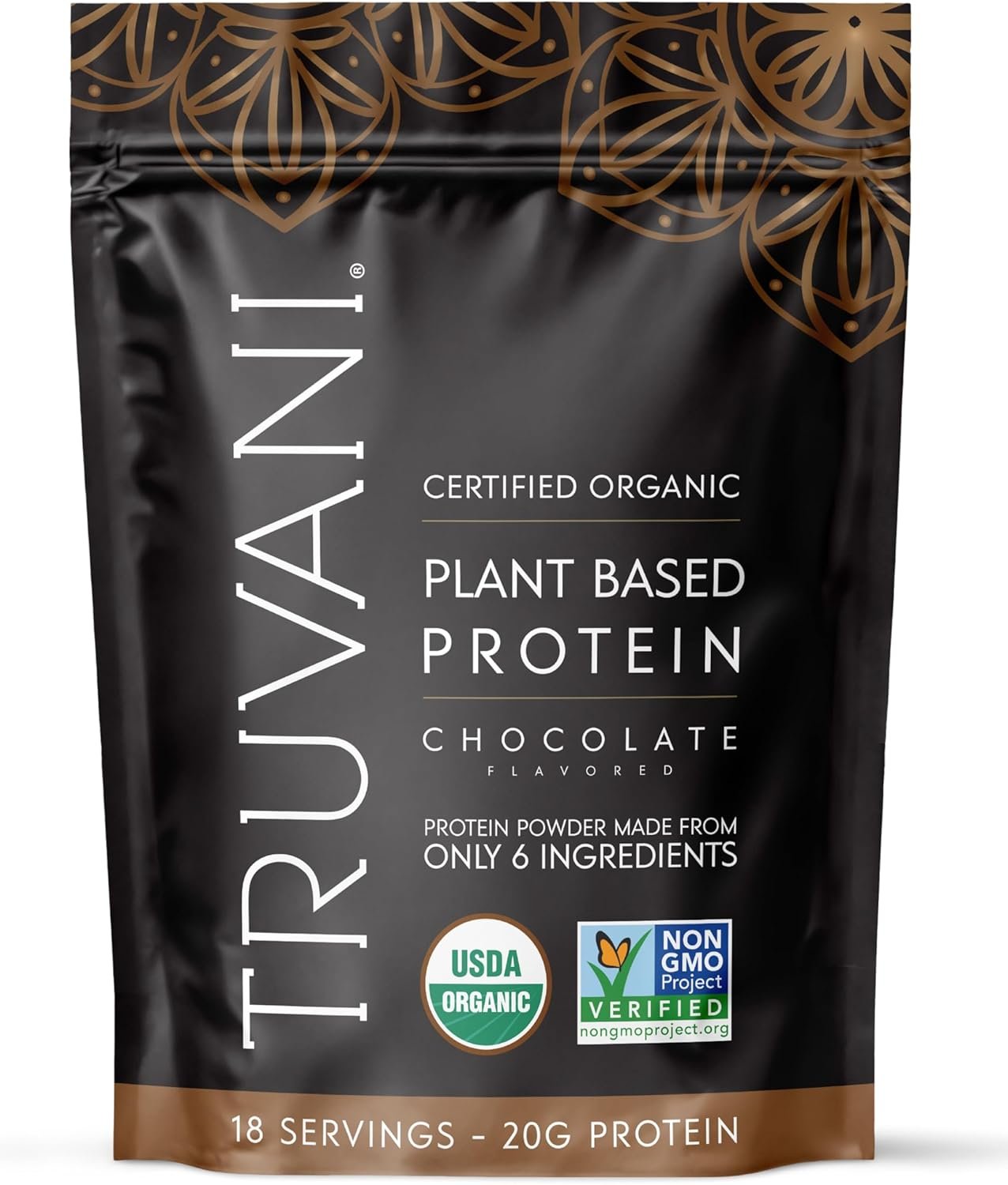 Truvani Organic Vegan Protein Powder | Chocolate | 20g Plant Based Pea Protein | 18 Servings | Keto | Gluten & Dairy Free | Low Carb | No Added Sugar