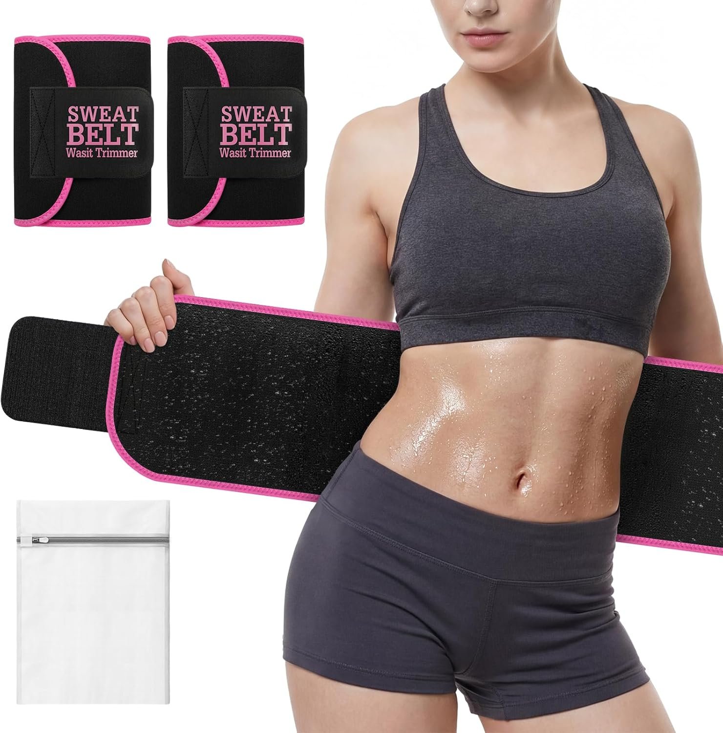 2 Pcs Waist Trainer for Women, Sweat Waist Trimmer Belt, Sweat Band for Stomach Weighe loss,Sweat Belt Stomach Wrap