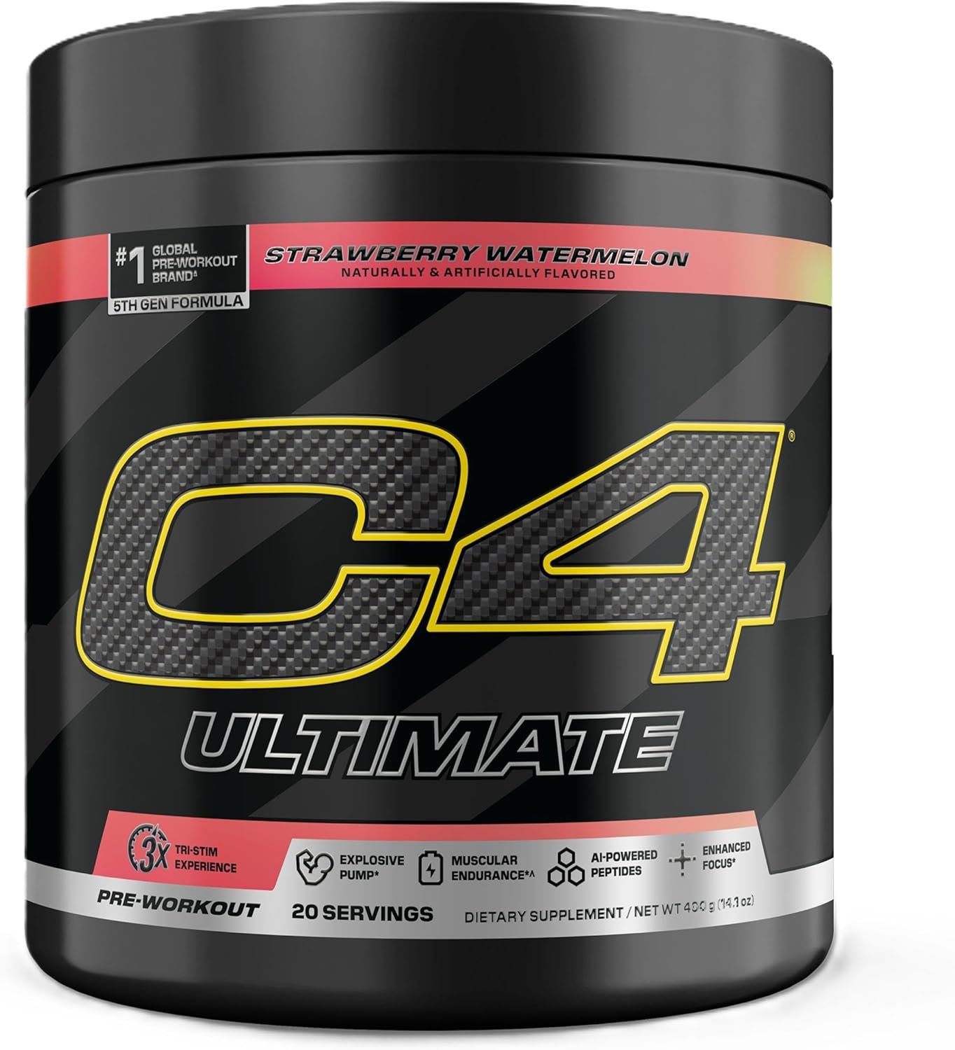 C4 Ultimate Pre Workout Powder Watermelon – Sugar Free Preworkout Energy Supplement for Men & Women – 300mg Caffeine + 3.2g Beta Alanine + 2 Patented Creatines – 20 Servings
