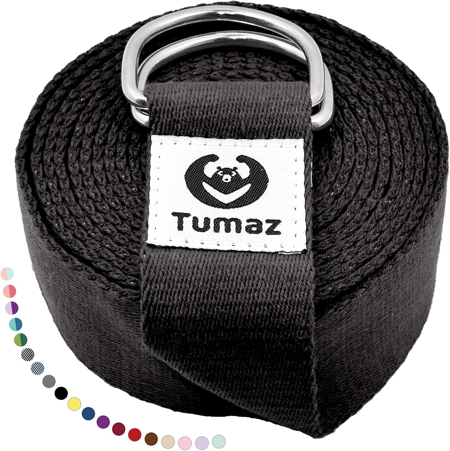 Tumaz Yoga Strap/Stretch Bands [15+ Colors, 6/8/10 Feet Options] with Extra Safe Adjustable D-Ring Buckle, Durable and Comfy Delicate Texture – Best for Daily Stretching, Physical Therapy, Fitness