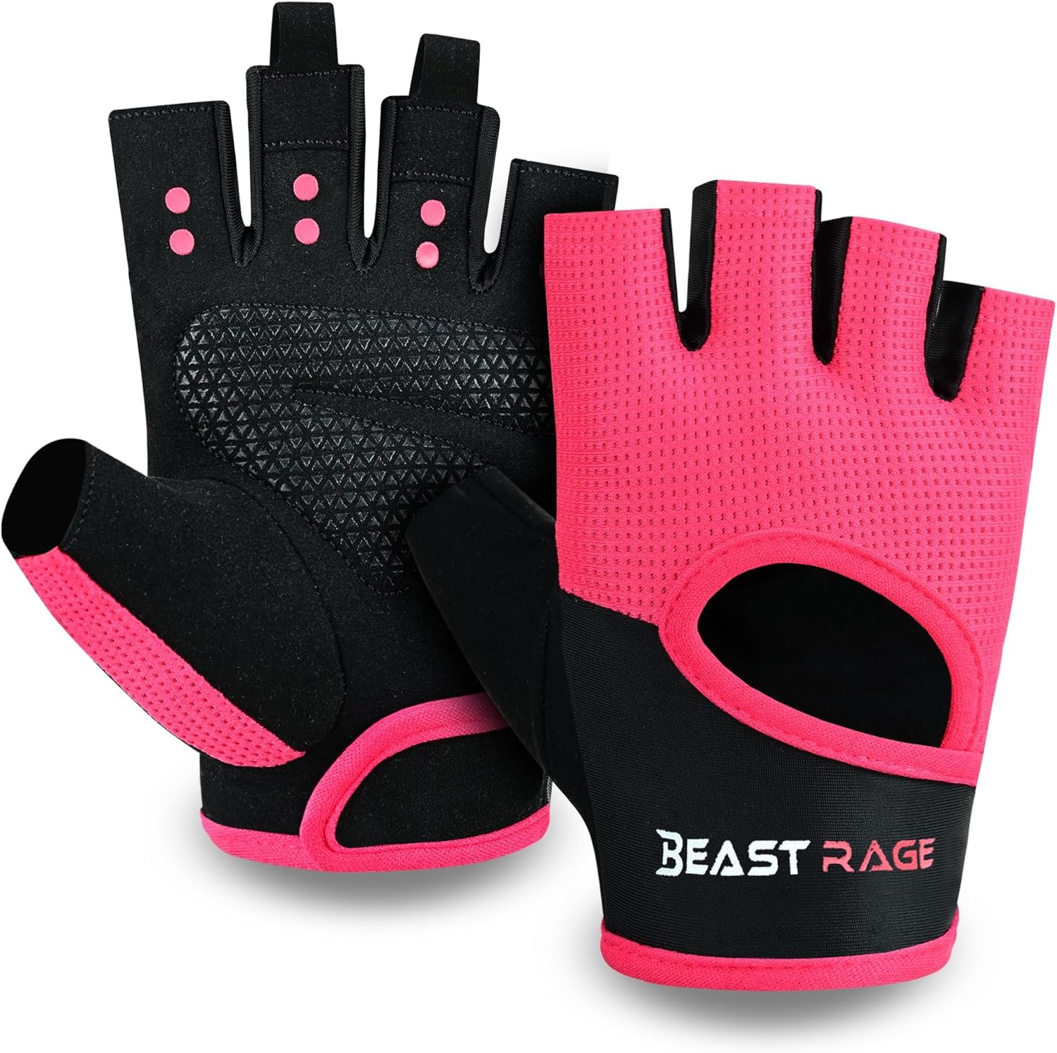 BEAST RAGE Workout Gloves for Men & Women – Fingerless Gym Gloves with Palm Protection, Breathable & Lightweight for Weightlifting, Cycling & Pull Up