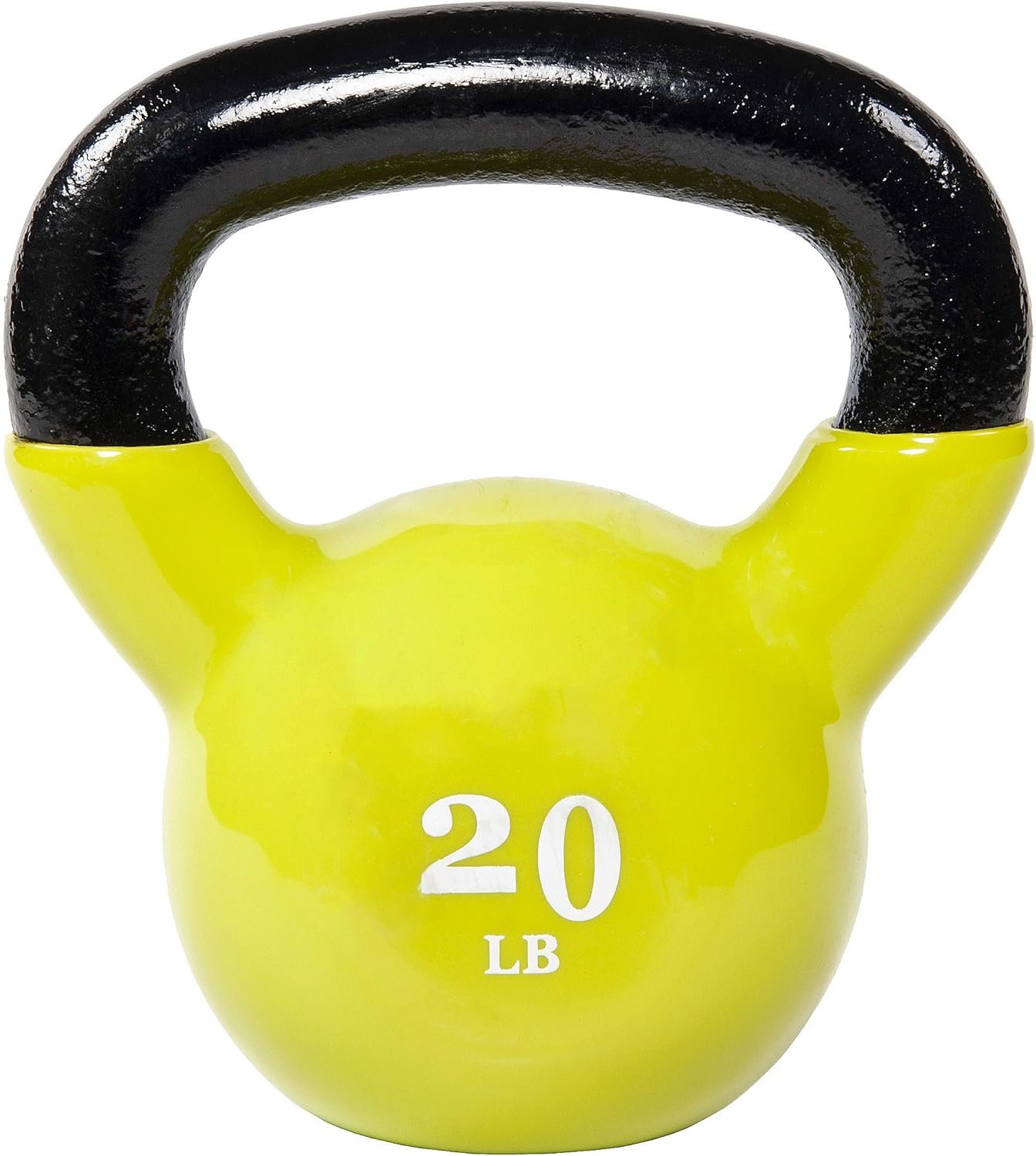 Fitvids All-Purpose Color Vinyl Coated Kettlebell, 5-50 Pounds, Yellow