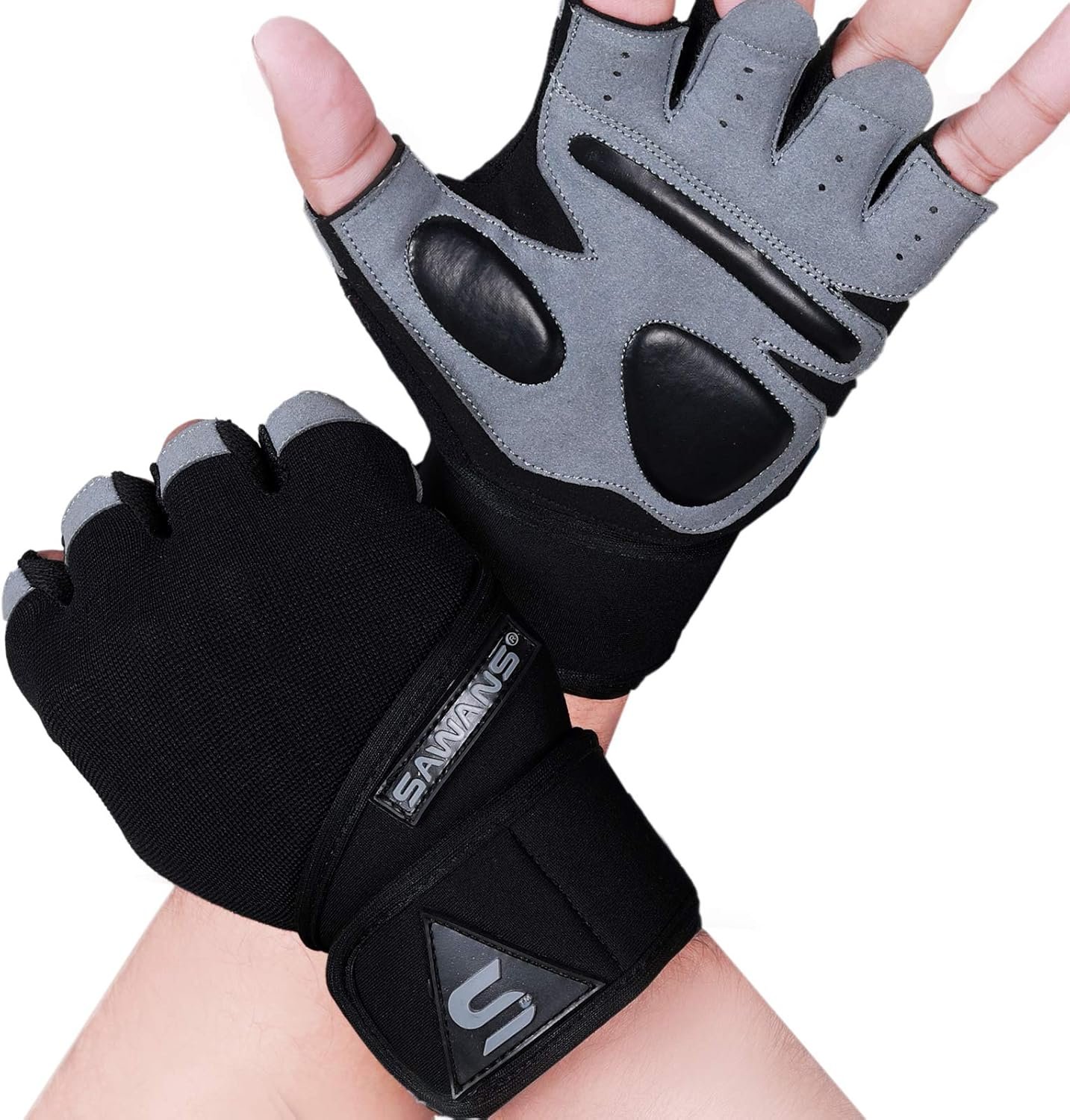 SAWANS Fitness Workout Gloves Gym Weight Lifting Gloves for Men Women Breathable Gymnasium Wrist Support Padded Deadlifts Exercise Training Pull Ups