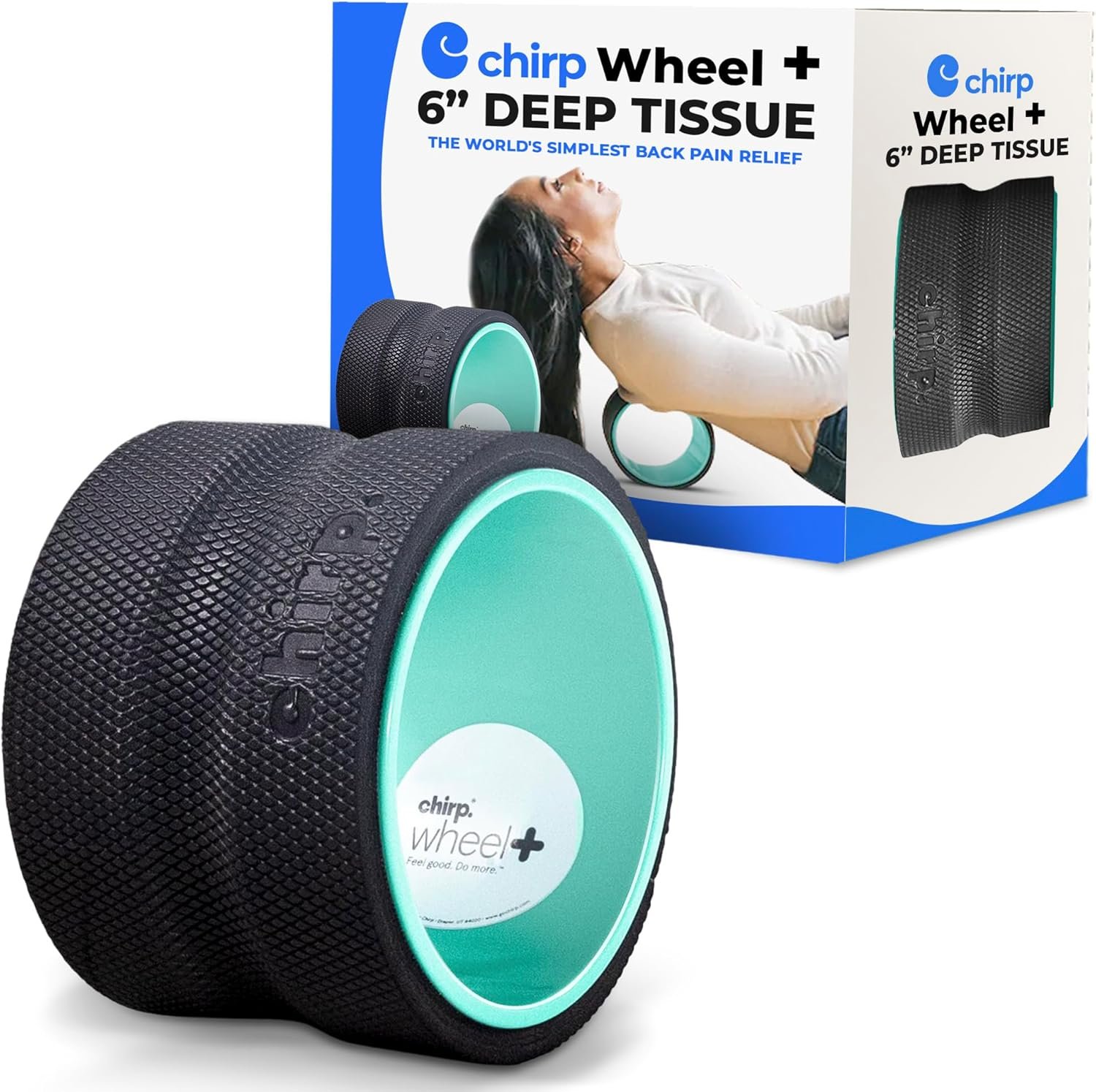 Chirp Wheel Foam Roller – Targeted Back & Neck Pain Relief, Muscle Massage, Trigger Point Therapy, High-Density Foam Tool for Physical Therapy, Stretching & Exercise, 500lbs Capacity, 6 Inch Mint
