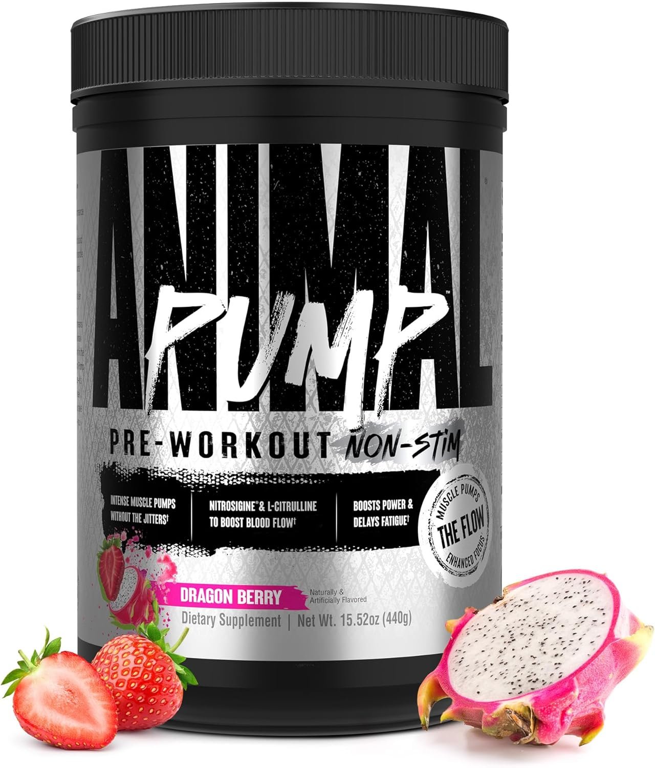 Animal Pump NS Stim-Free Pre Workout Powder for Men & Women – Caffeine-Free Preworkout for Energy, Focus, and Muscle Builder, Beta Alanine, Citrulline, Nitrosigine and Nootropics, Dragon Berry, 440g