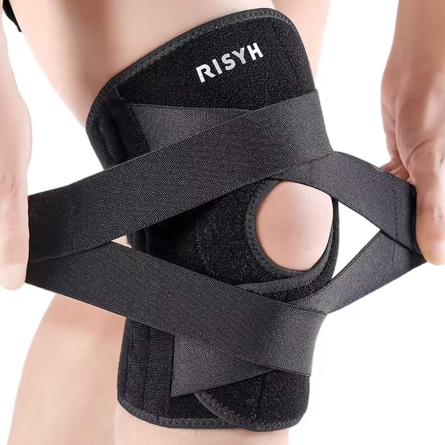 Knee Brace for Women Men Adjustable Cross Strap, Knee Braces for Meniscus Tear, Knee Pain Support with Side Stabilizers, Relieves ACL, MCL, Arthritis, Knee Pain for Patella Stability