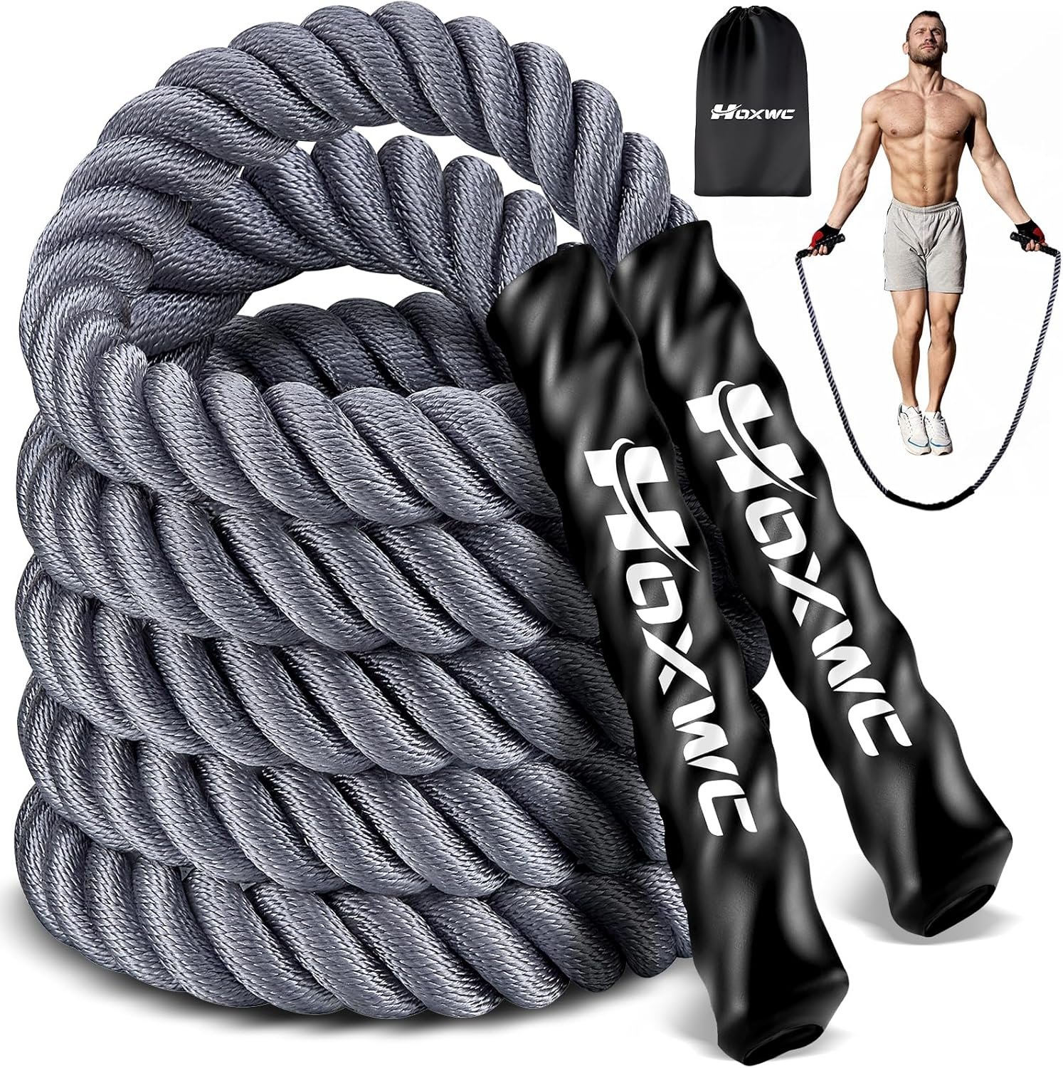 HOXWC Jump Rope, Weighted Jump Rope for Fitness, Heavy Skipping Ropes for Men Women, Home Gym Workout Equipment Set, Suitable for Boxing, Cardio, Training Muscles, Full Body Exercise Weight Loss at Home