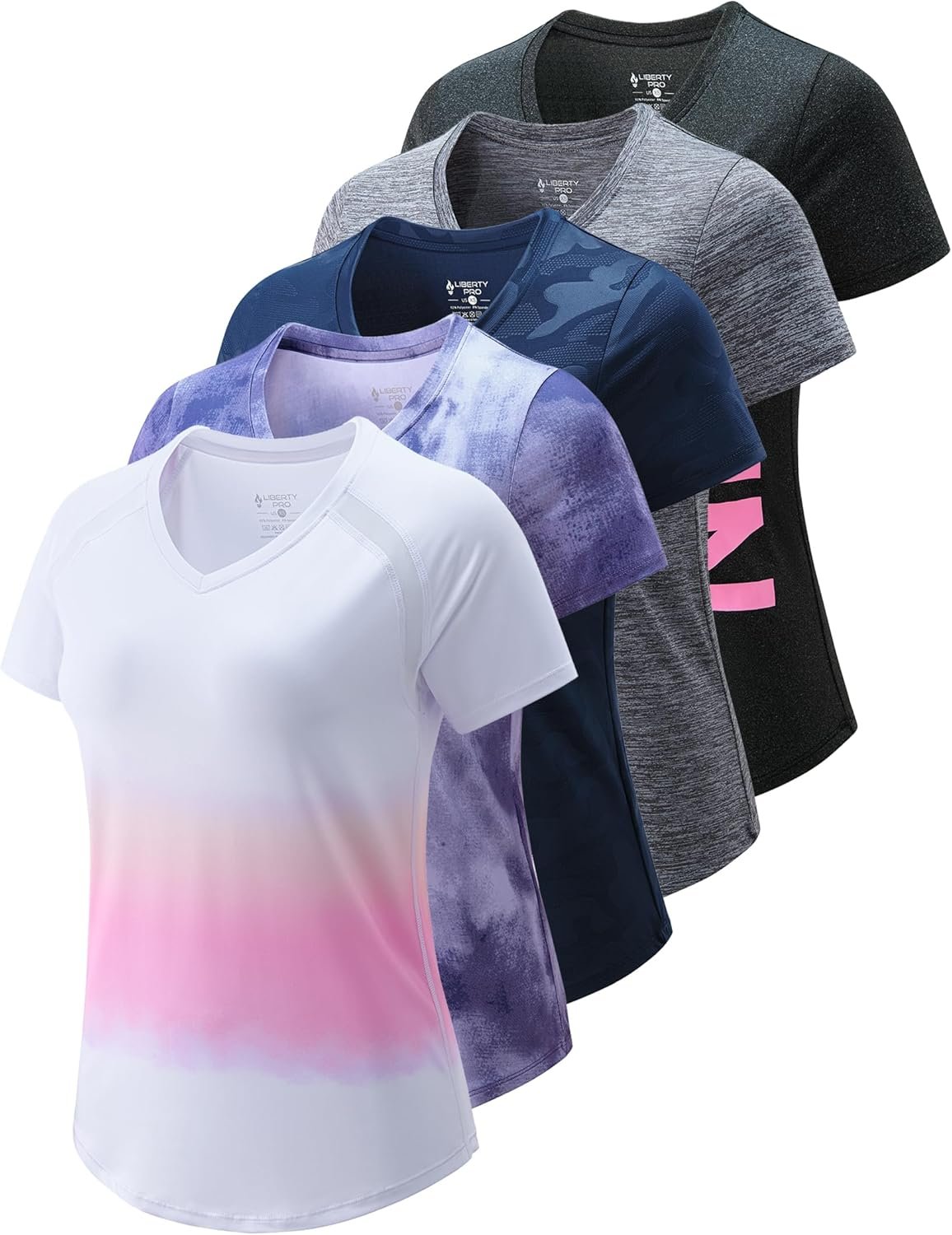 5 Pack Women’s Workout Tops Dry Fit T Shirts – Athletic Short Sleeve Gym Shirts for Women, Running Yoga Active Tees