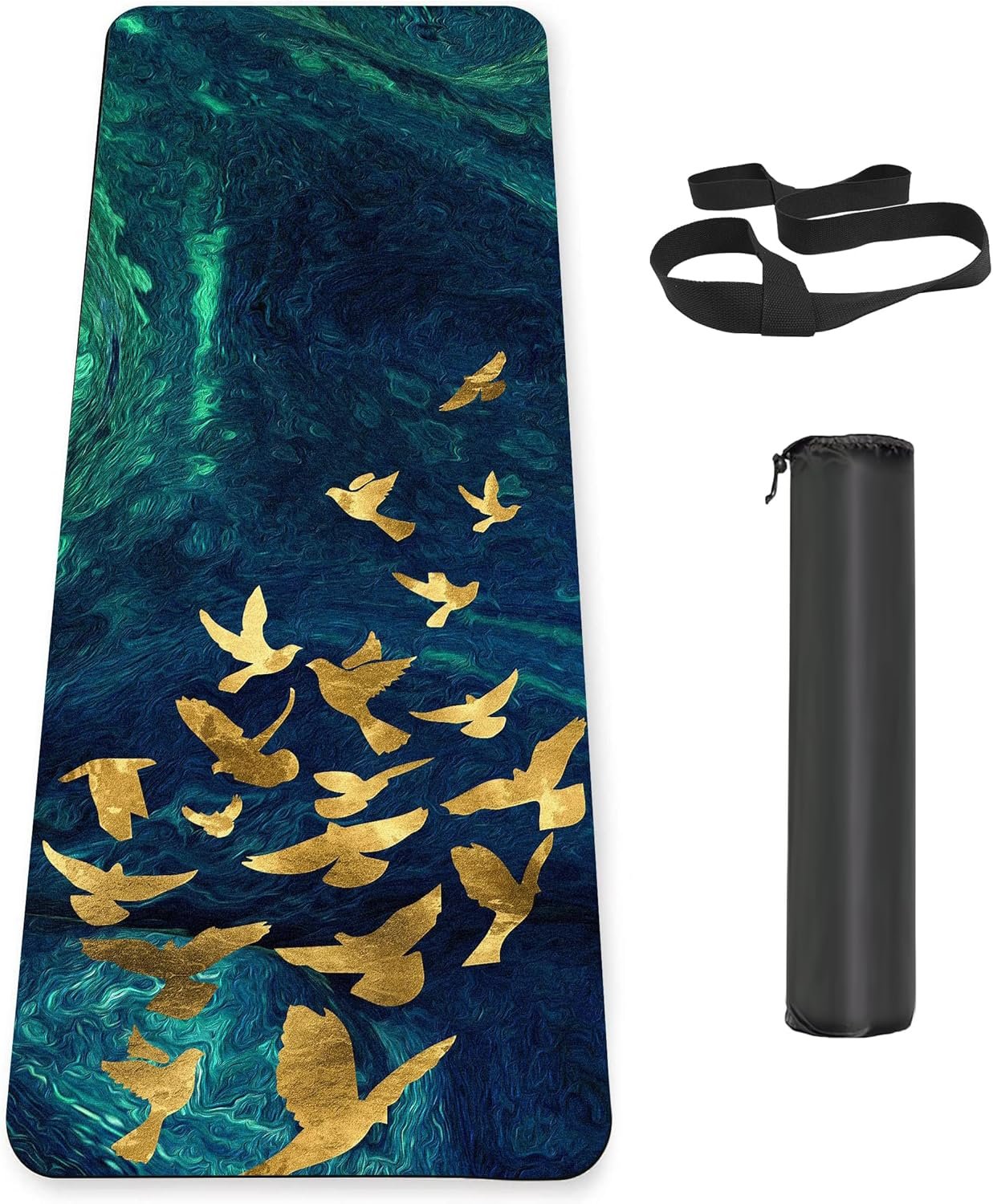 Non Slip Yoga Mat TPE Workout Mat for Men Women, Thick Workout Mat with Carrying Strap, Fitness Mats for Exercise, Yoga, Fitness, Pilates, Floor Workouts (72″ x 24″ x 6mm)