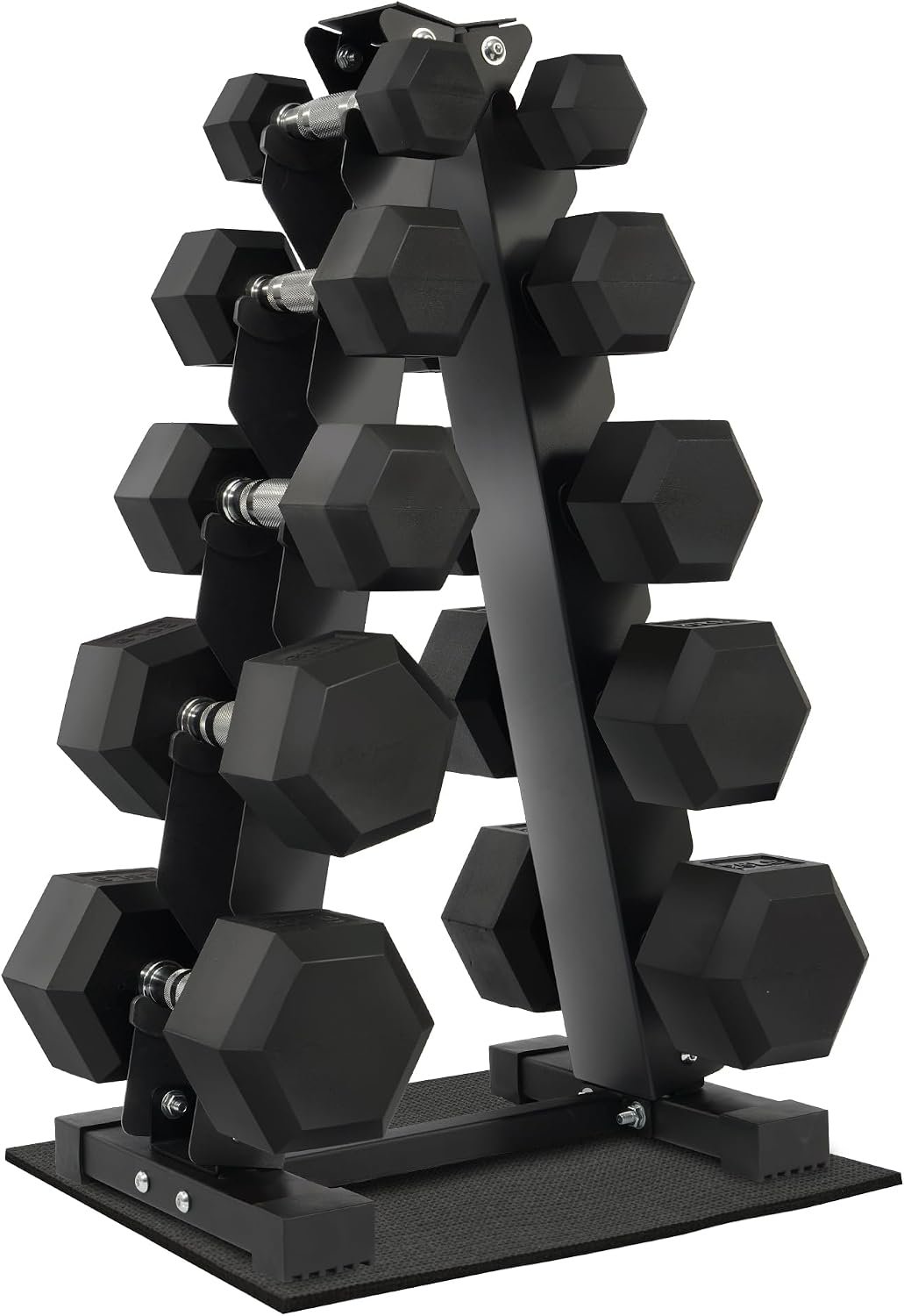 Fitvids Fitvids Rubber Coated Hex Dumbbell Weight Set and Storage Rack, 100LB Set or 150LB Set, 5-20 lbs Pairs or 5-25 lbs Pairs