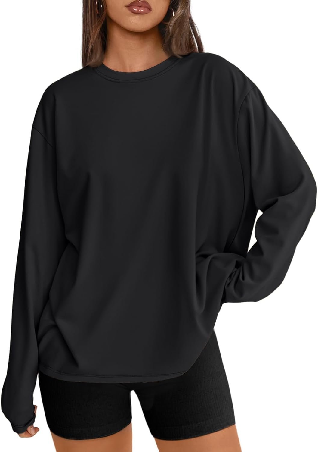 Trendy Queen Womens Oversized Long Sleeve Shirts Fall Tops 2026 Basic Tee Casual Workout Y2K Clothes