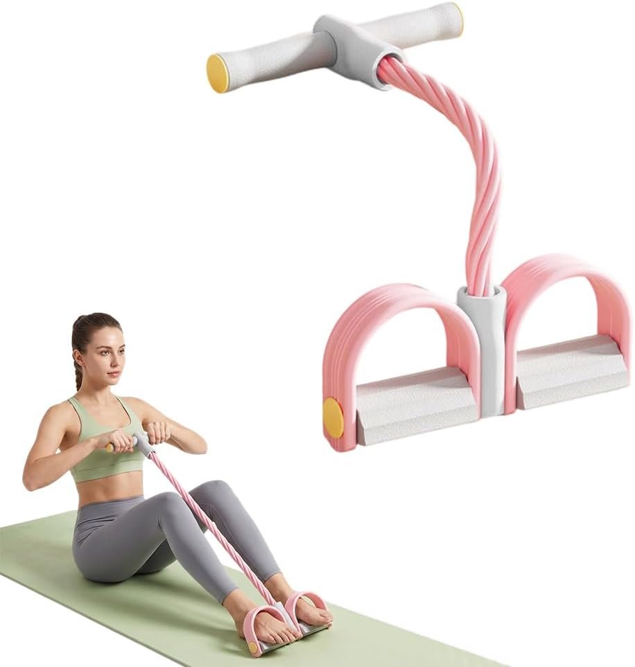 Multifunction Pedal Resistance Band with Handles, Elastic Yoga Puller for Home Exercise Full Body Fitness, 1 Pack