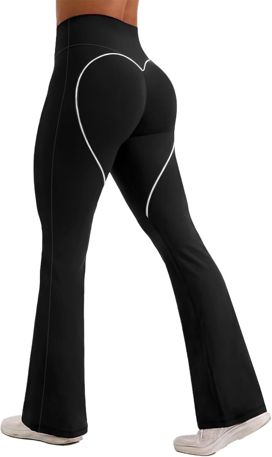 Flamingals Women’s High Waisted Butt Lifting Leggings Flared Hidden Scrunch Tummy Control Yoga Pants 31.5″