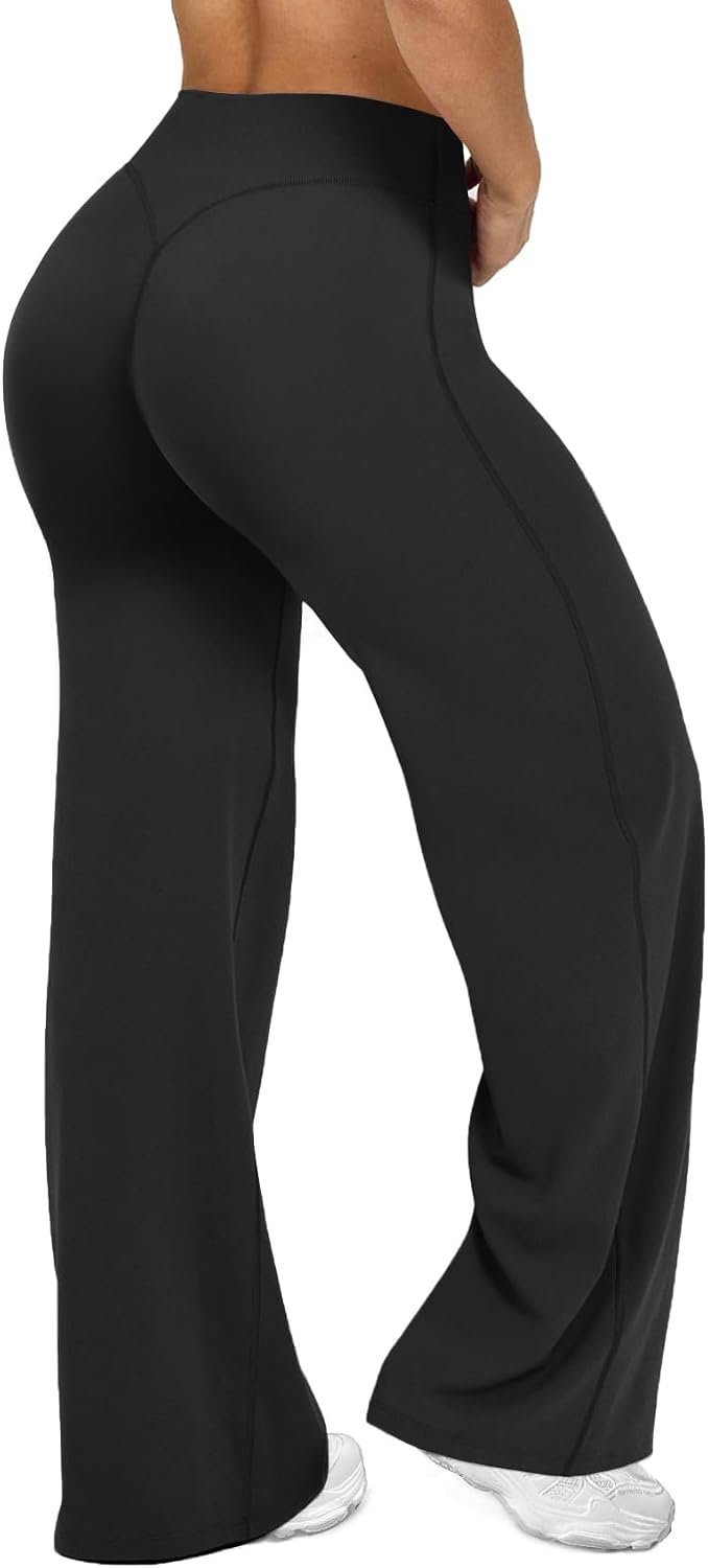 JGS1996 Wide Leg Yoga Pants Bottoms Straight Leg Leggings for Women High Waist Stretch Booty Casual Gym Workout Sweatpants