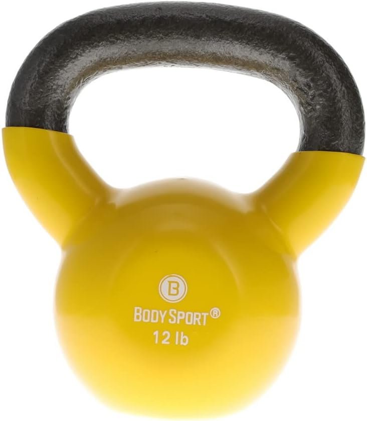 Body Sport Cast Iron Vinyl Coated Kettlebells – Kettlebell for Weight Lifting – Strength Training Kettlebell – Professional Fitness for Gym & At Home