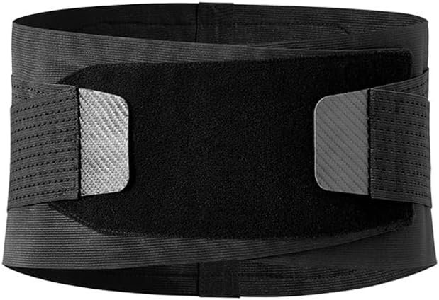 Sports Training Belt, Black Elastic Fabric Compression Support, 21.65×3.15 Inches, Dual Band Design with Hook-and-Loop Closure for Weightlifting, Running, Lumbar Protection