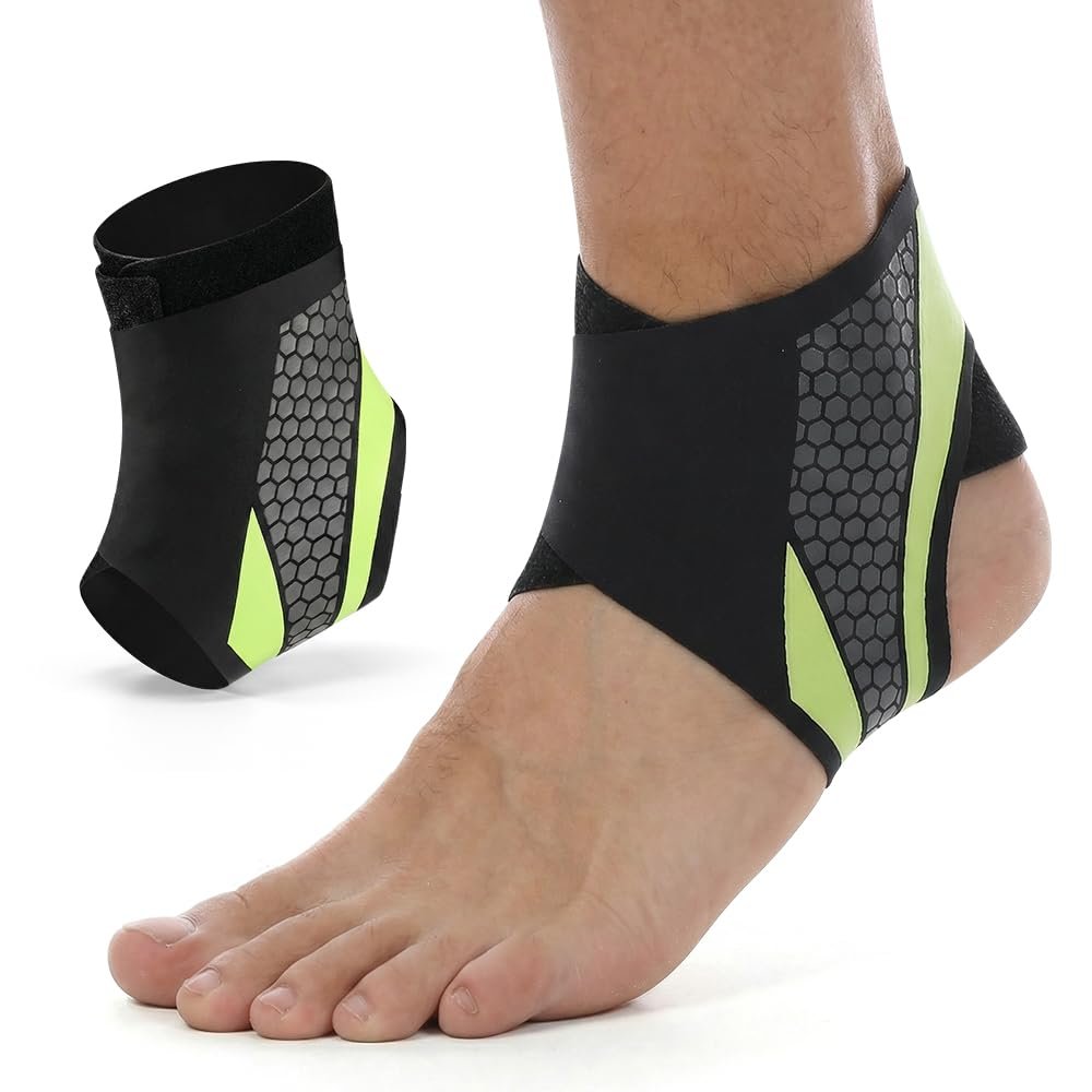 Adjustable Lace-Up Ankle Brace with Straps, 2-Pack Compression Support for Men & Women, Orthopedic Stabilizer for Plantar Fasciitis, Tendonitis & Sprains (Green)