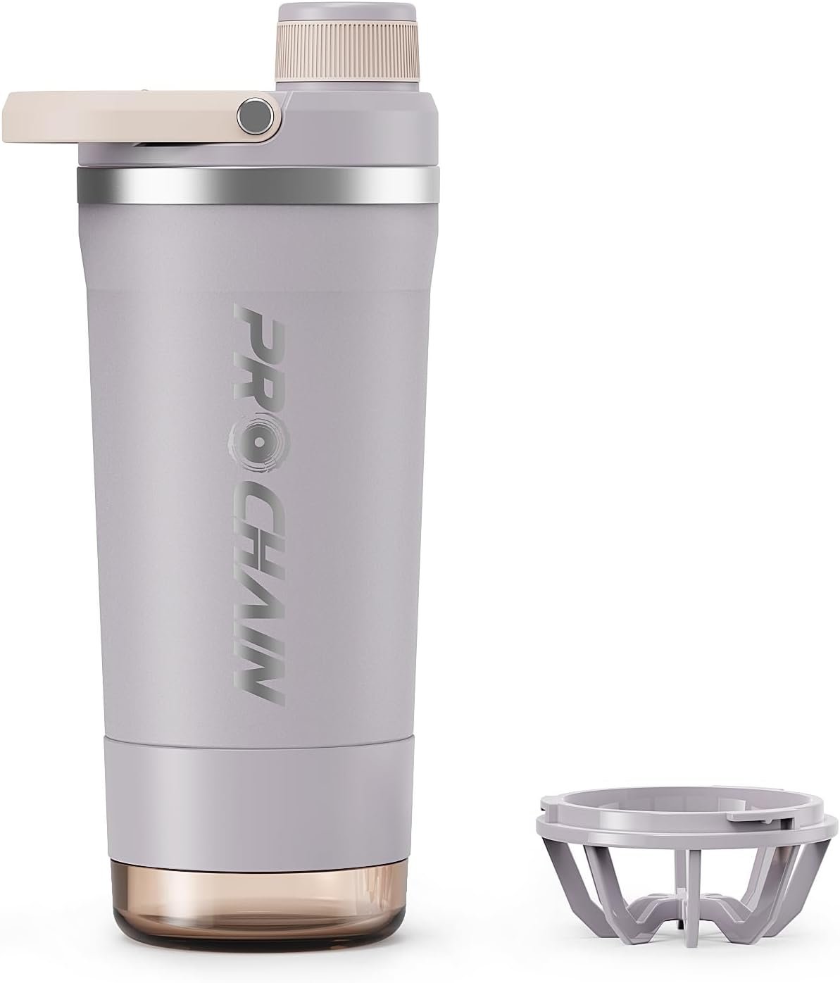 PROCHAIN Insulated Stainless Steel Shaker Bottle, Metal Shaker Cup for Protein Shakes with Storage, Leak-Proof Twist Lock Lid, Perfect for Gym Sports, 20 oz
